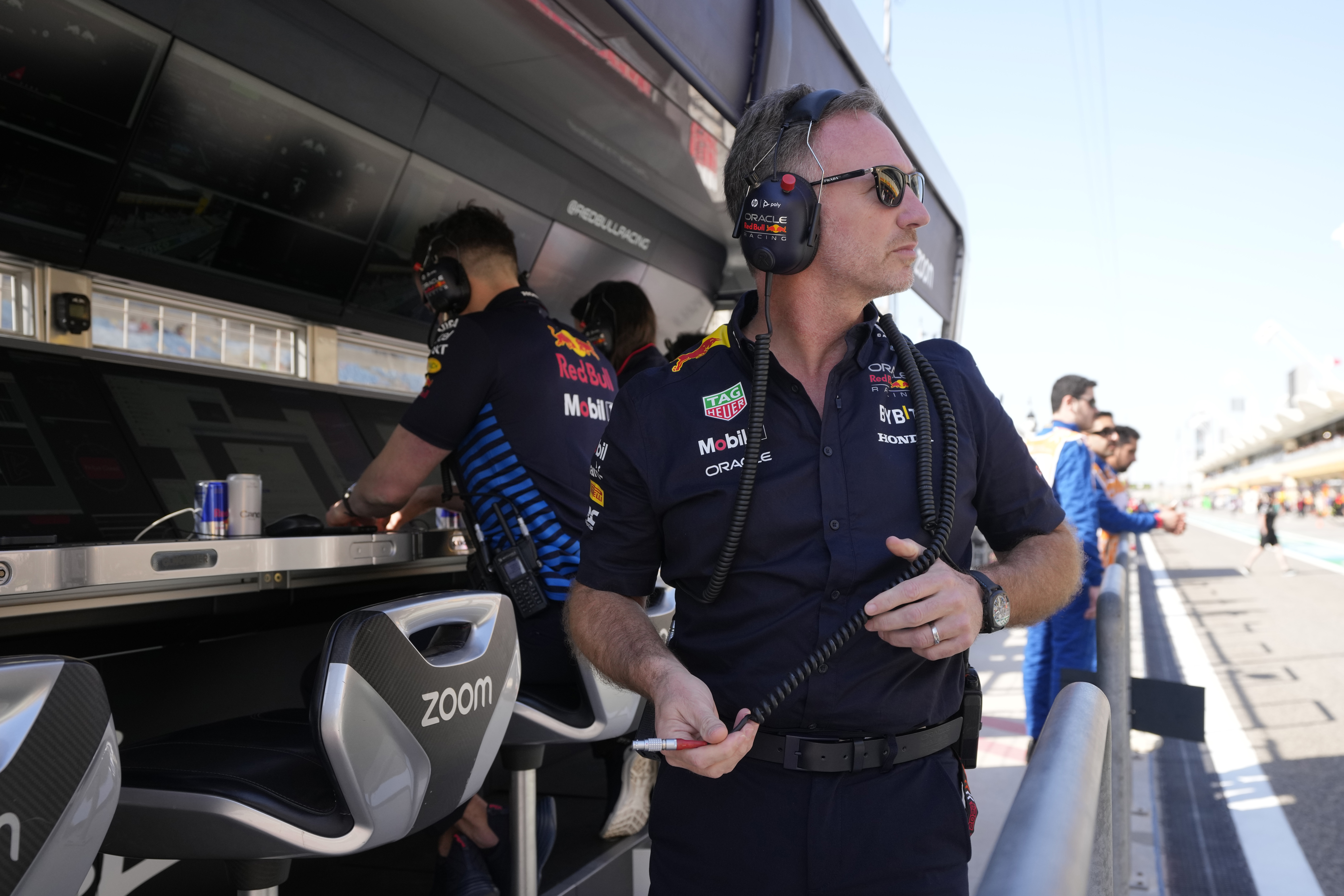 Red Bull team principal Christian Horner during the first practice session ahead of the Formula One Bahrain Grand Prix at the Bahrain International Circuit in Sakhir, Bahrain, Thursday, Feb. 29, 2024. 