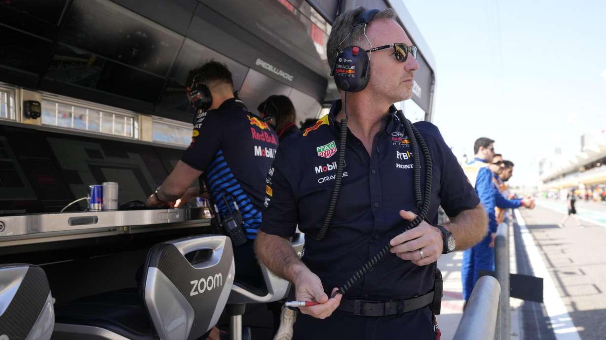 Red Bull team principal Christian Horner during the first practice session ahead of the Formula One Bahrain Grand Prix at the Bahrain International Circuit in Sakhir, Bahrain, Thursday, Feb. 29, 2024.