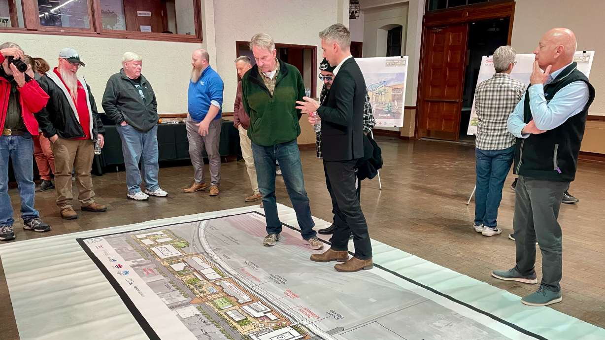 Ogden officials unveiled the "preferred" upgrade plan for Union Station at an open house on Wednesday. An oversized rendering showing the plans was on the ground so participants could walk around it.