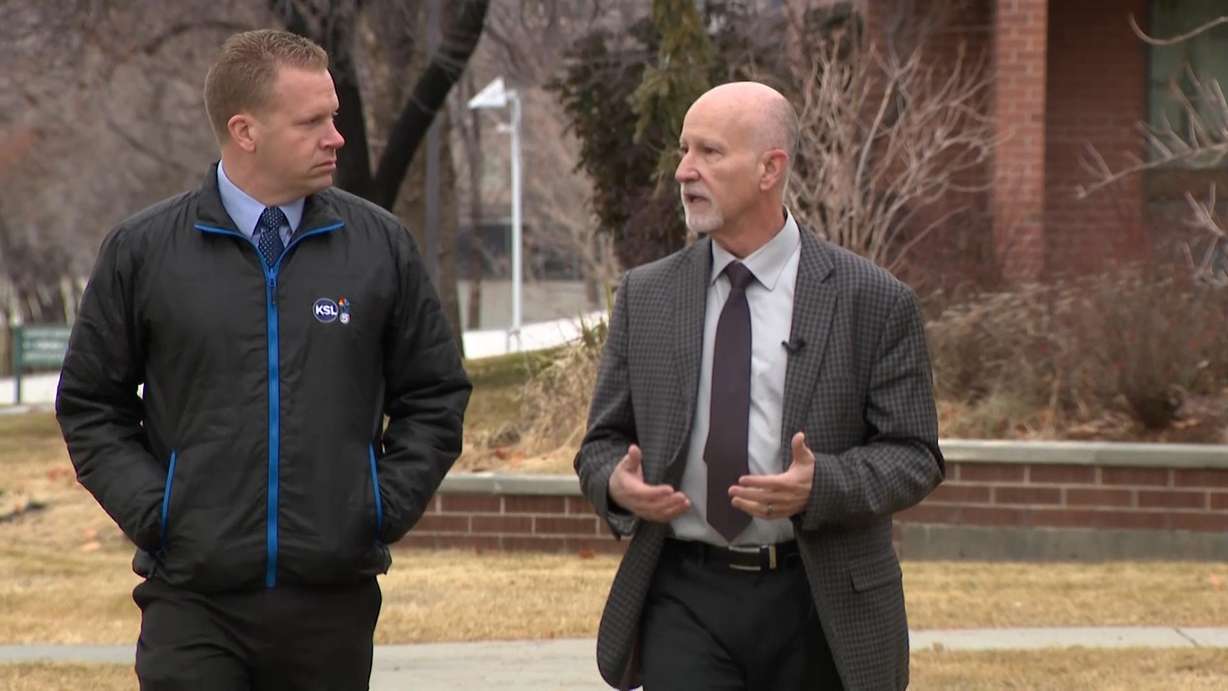 Dallas Earnshaw, superintendent for the Utah State Hospital, shows KSL-TV’s Daniel Woodruff the Utah State Hospital campus in Provo. A developer is pushing to buy the state-owned land and build a large private development.