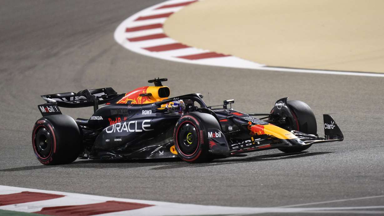 Red Bull driver Max Verstappen of the Netherlands steers his car during qualification ahead of the Formula One Bahrain Grand Prix at the Bahrain International Circuit in Sakhir, Bahrain, Friday, March 1, 2024.