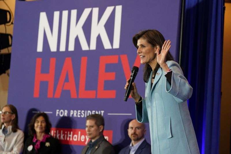 Republican presidential candidate former U.N. Ambassador Nikki Haley speaks at a campaign event, in Richmond, Va., Thursday.