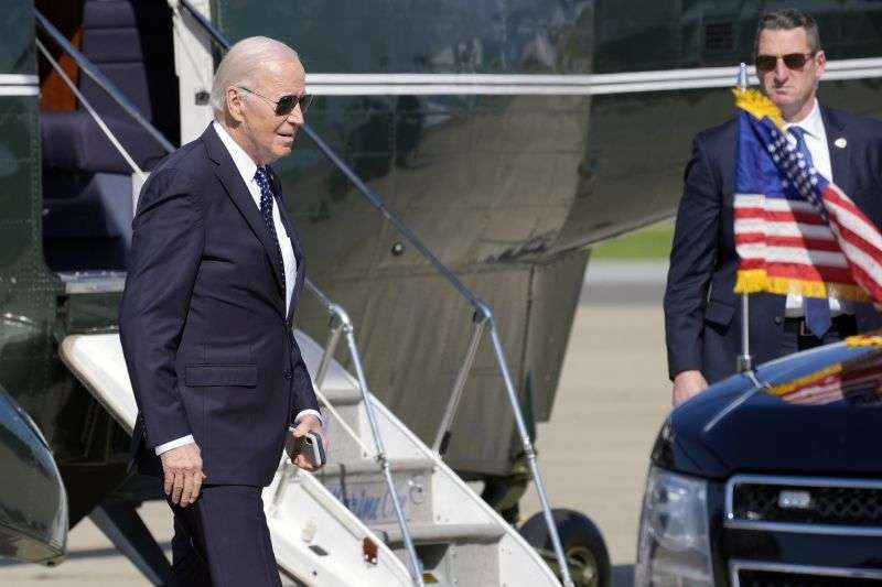 President Joe Biden arrives on Marine One in Mountain View, Calif., for a campaign fundraiser Thursday.