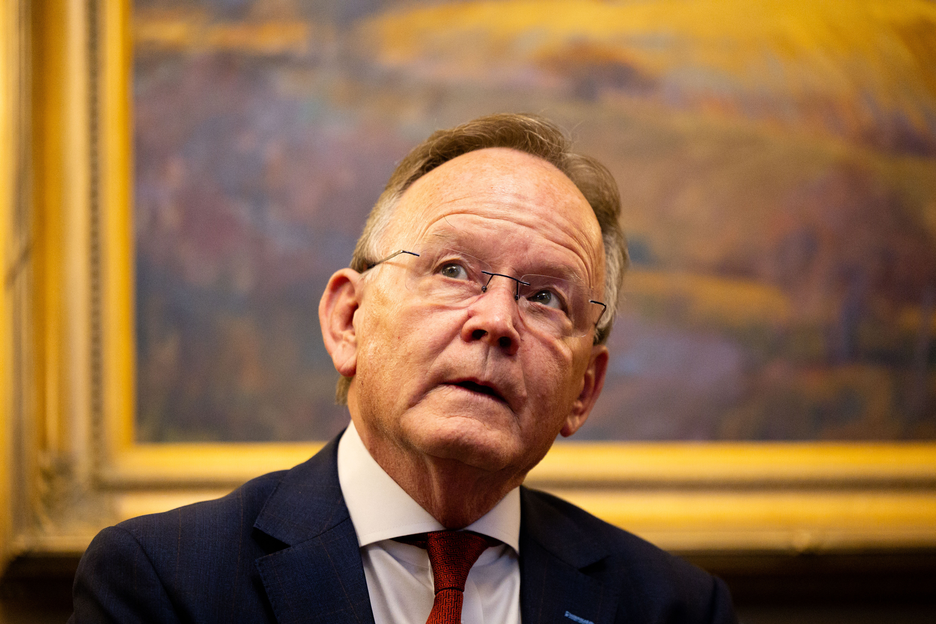 Senate President Stuart Adams, R-Layton, speaks during Senate press availability at the Utah Capitol in Salt Lake City on Friday.