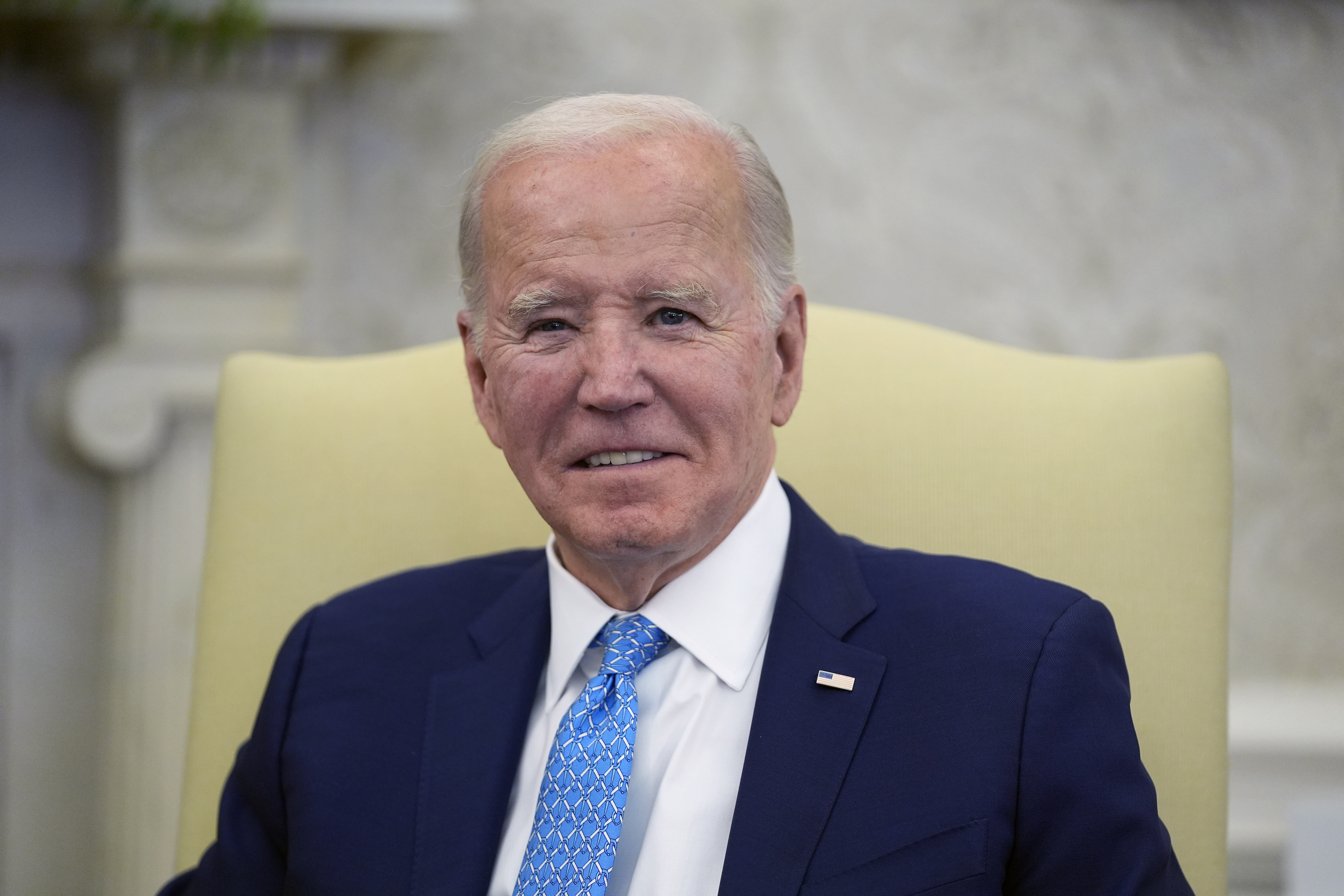 President Joe Biden in the Oval Office of the White House, Friday in Washington. American military C-130 cargo planes airdropped food and aid in pallets over Gaza Saturday after Biden authorized them. 