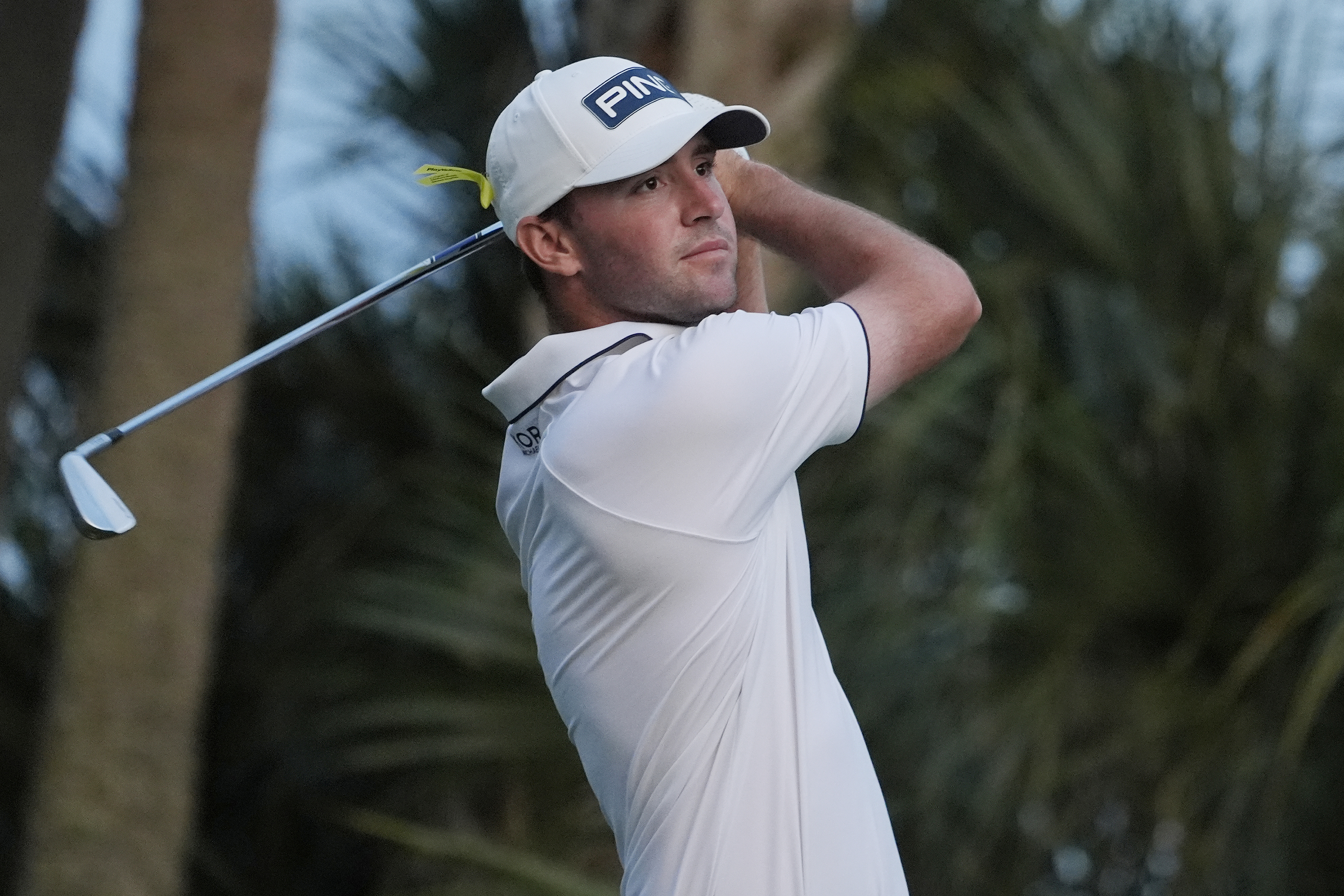Austin Eckroat hits from the seventh tee during the final round of the Cognizant Classic golf tournament, Sunday, March 3, 2024, in Palm Beach Gardens, Fla. 