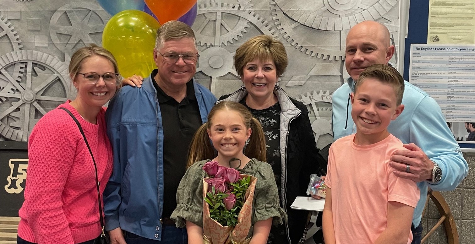 Kerri Robbins (back row middle) with members of her family. 