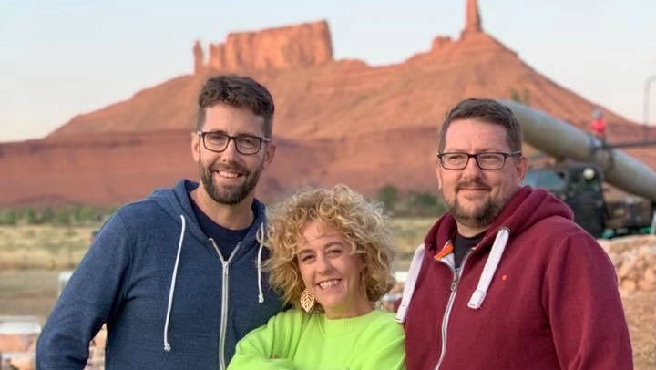 Chris Bryant (right) poses with his siblings, Phillip Bryant and Sara Bryant-Hart. He is now battling stage 4 pancreatic cancer.