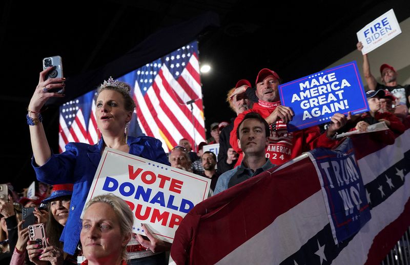 Crowd cheers for Republican presidential candidate and former President Donald Trump during a campaign rally in Richmond, Va., on Saturday. Trump is expected to dominate the nominating contests taking place coast-to-coast, including in Utah, on Super Tuesday.