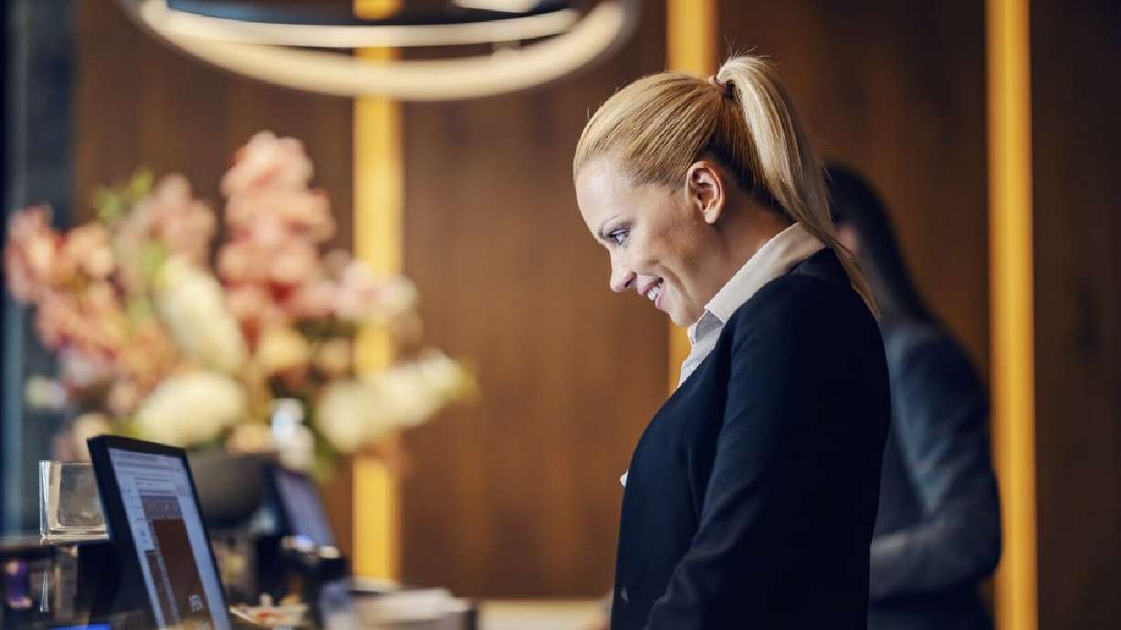 A receptionist makes an online reservation. Black Desert Resort in Ivins has announced a new partnership with Utah Tech University’s Hotel and Resort Management program, aiming to redefine excellence in the region’s hospitality sector.