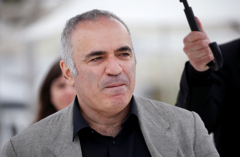 Former world chess champion Garry Kasparov attends the 72nd Cannes Film Festival in Cannes, France, May 18, 2019. Kasparov has been added to a Russian group's list of "terrorists and extremists."