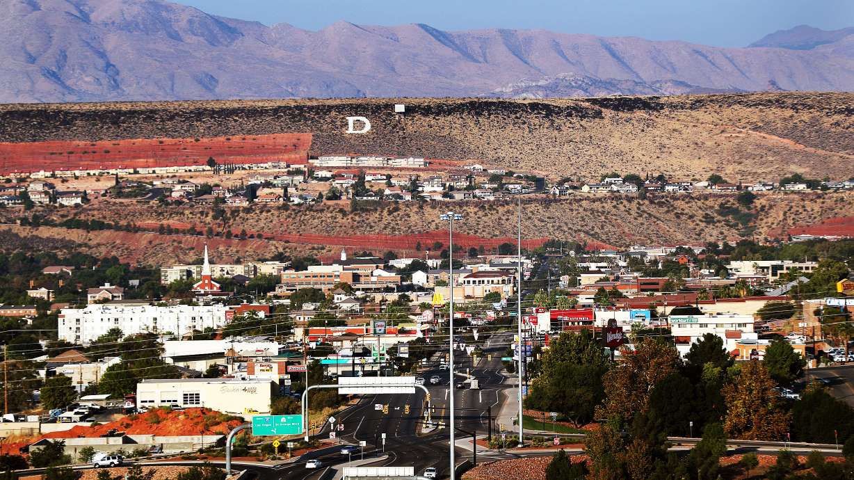 A view of St. George on Oct. 11, 2020. The city received some rain on Tuesday for first time since April, while flash flooding potential returns to Utah.