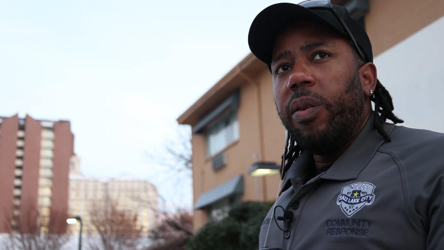 Specialist Dominique Carter responds to a call within minutes in downtown Salt Lake City.