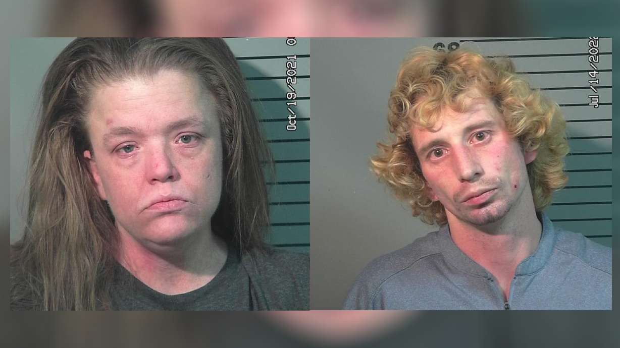 Left: This 2021 booking photo of 34-year-old Tawna Steed. Right: This 2022 booking photo shows 29-year-old Joshua Lee Downey. Steed and Downey have both received sentences in the death of a baby.