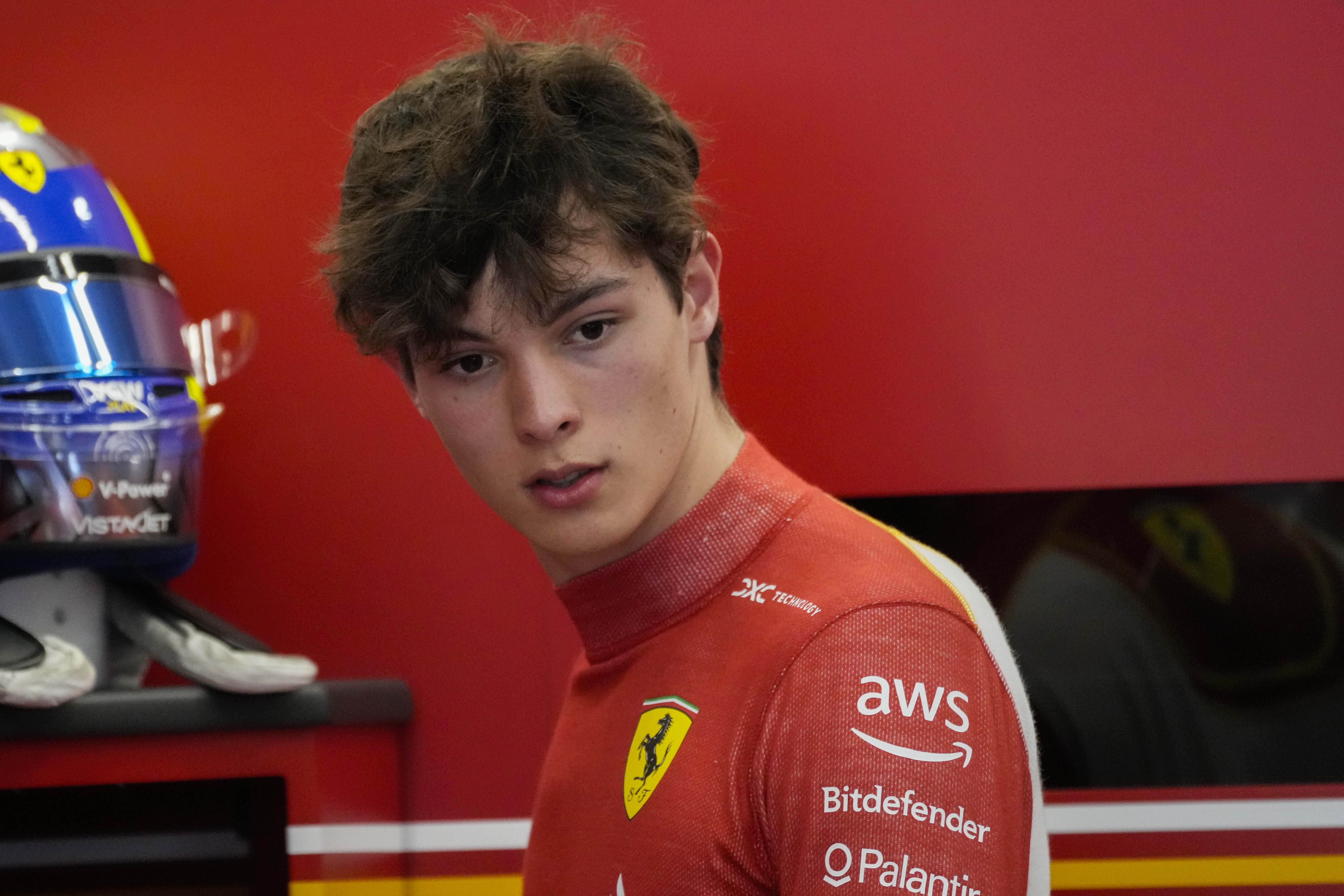 British Ferrari driver Oliver Bearman prepares at pits prior to the third practice session ahead of the Formula One Saudi Arabian Grand Prix at the Jeddah Corniche Circuit in Jeddah, Saudi Arabia, Friday, March 8, 2024. Saudi Arabian Grand Prix will be held on Saturday, March 9, 2024. 