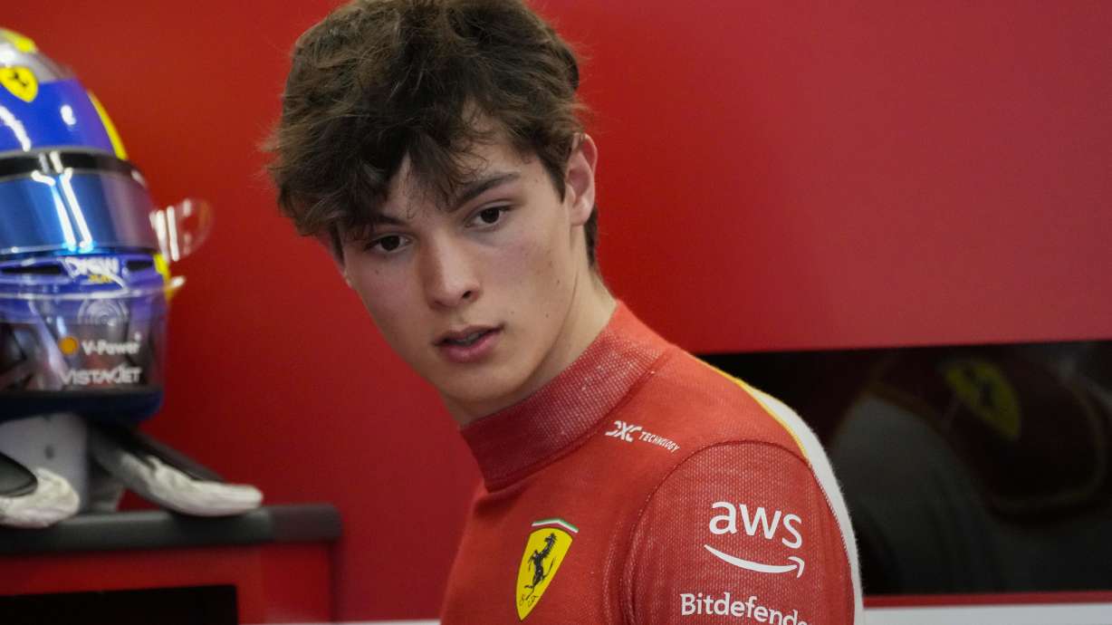 British Ferrari driver Oliver Bearman prepares at pits prior to the third practice session ahead of the Formula One Saudi Arabian Grand Prix at the Jeddah Corniche Circuit in Jeddah, Saudi Arabia, Friday, March 8, 2024. Saudi Arabian Grand Prix will be held on Saturday, March 9, 2024.