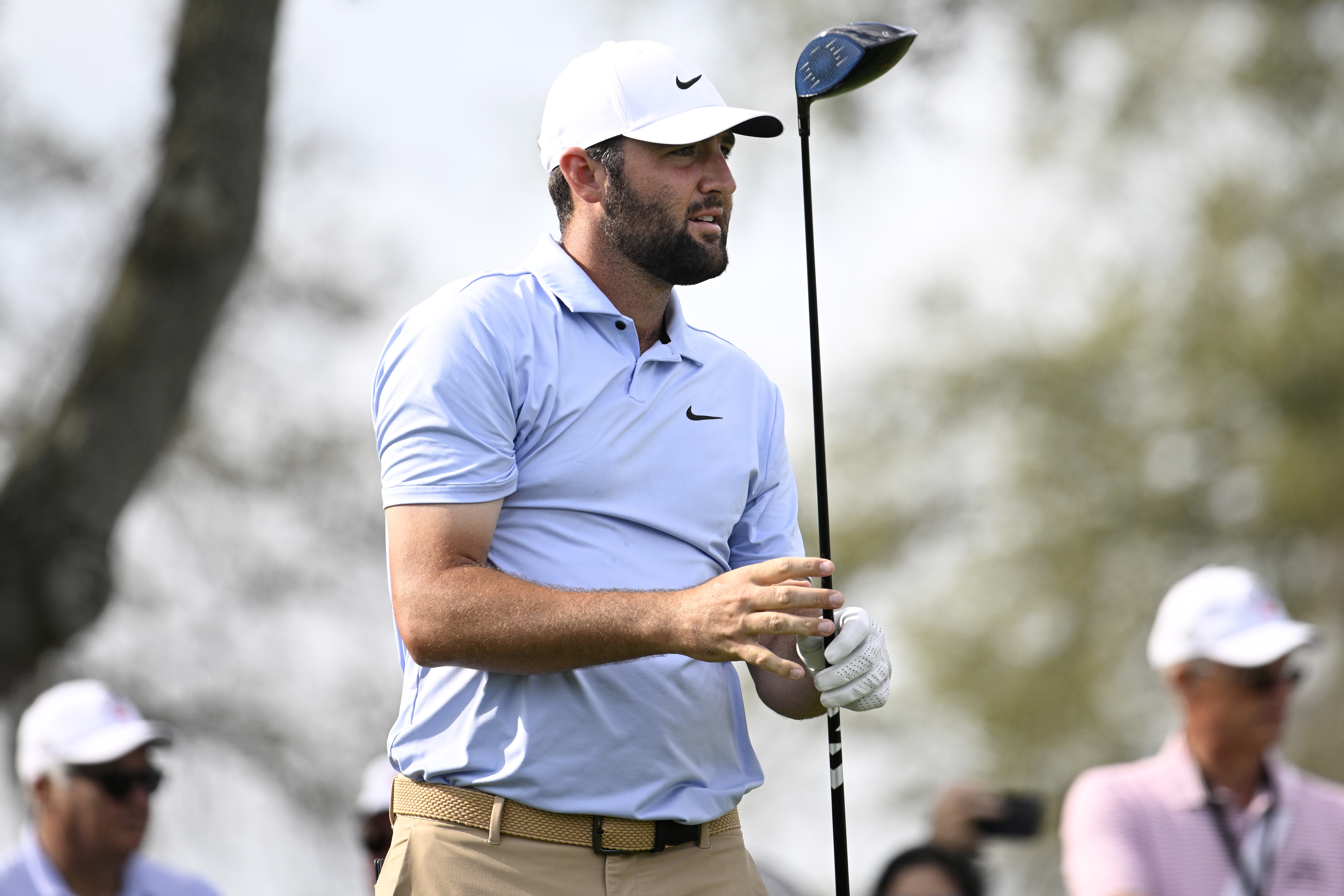 Scottie Scheffler watches his tee shot on the 11th hole during the second round of the Arnold Palmer Invitational golf tournament, Friday, March 8, 2024, in Orlando, Fla.