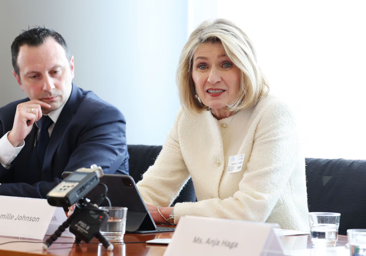 President Camille N. Johnson, Relief Society general president of The Church of Jesus Christ of Latter-day Saints, addresses the European Union Parliament in anticipation of International Women’s Day in Brussels on March 4.