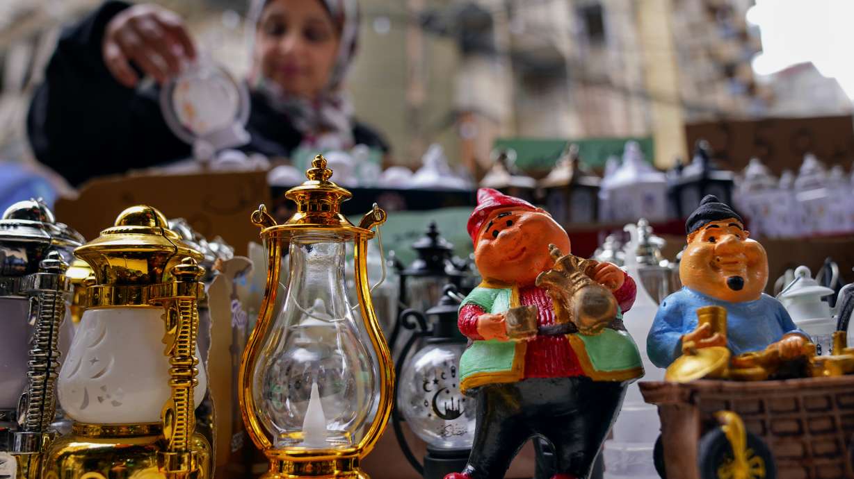 A woman shops for decorations for the Muslim holy month of Ramadan at a shop in Beirut, Lebanon, Saturday.