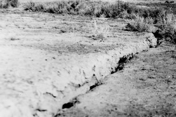 An earthquake crack found in Hansel Valley near Promontory Point, Box Elder County, on Nov. 11, 1934. The primary 6.6 magnitude earthquake occurred 90 years ago on Tuesday.