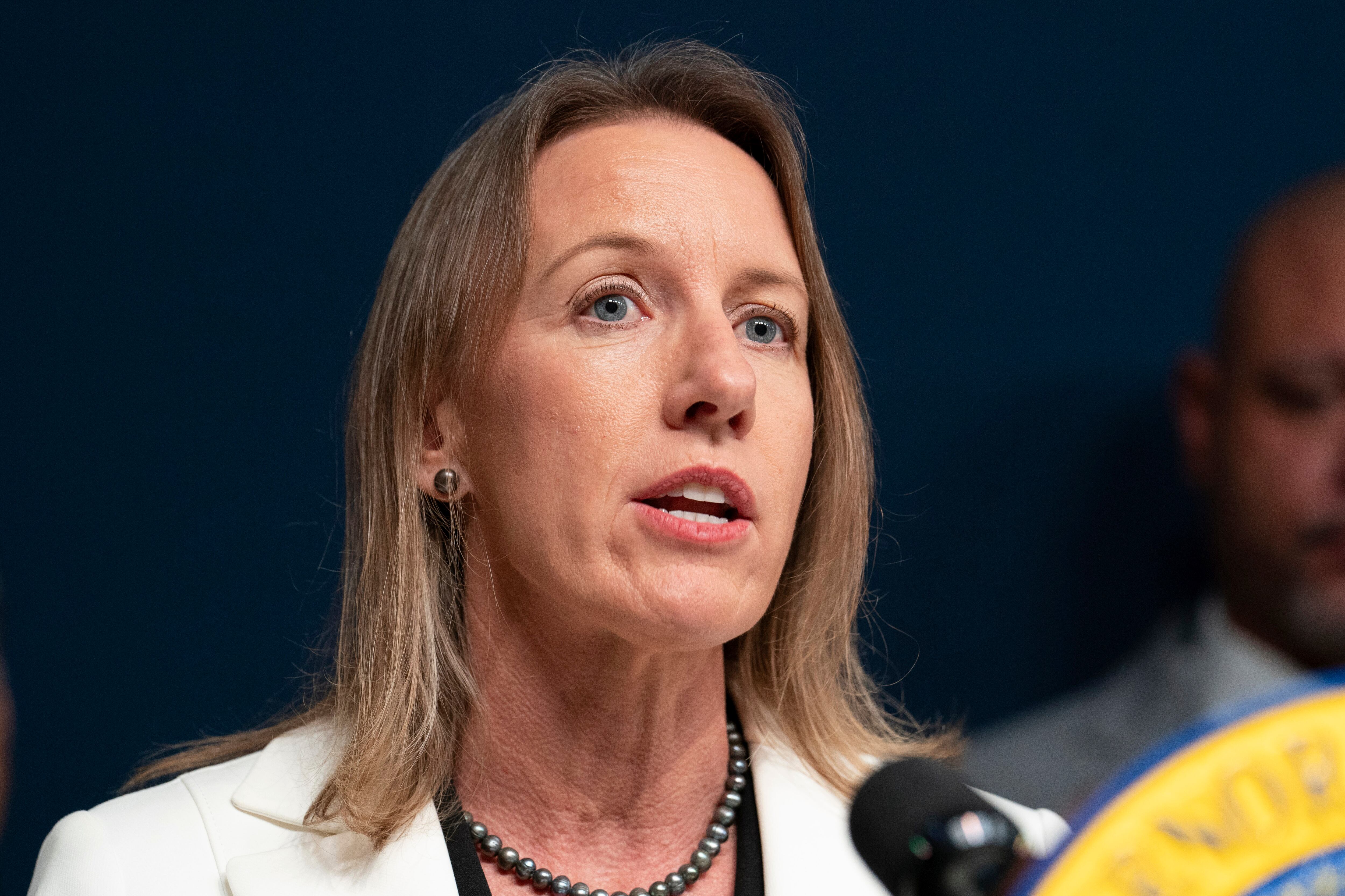 California state Sen. Catherine Blakespear, D-Encinitas, during a news conference in Sacramento, Calif., Sept, 26, 2023. Blakespear has introduced a bill to expand access to assisted suicide in the state.