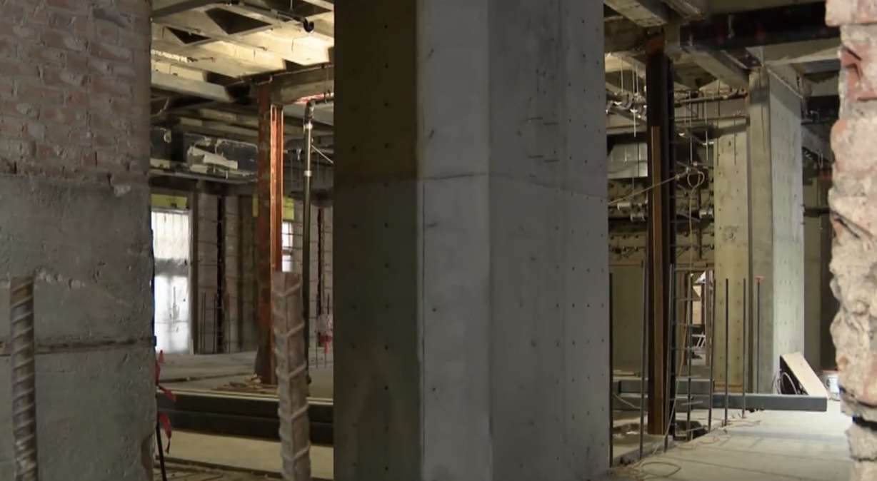 The interior of the Frank E. Moss United States Courthouse in Salt Lake City is pictured on Tuesday amid renovations. The building's renovation project is now expected to be completed in 2025.