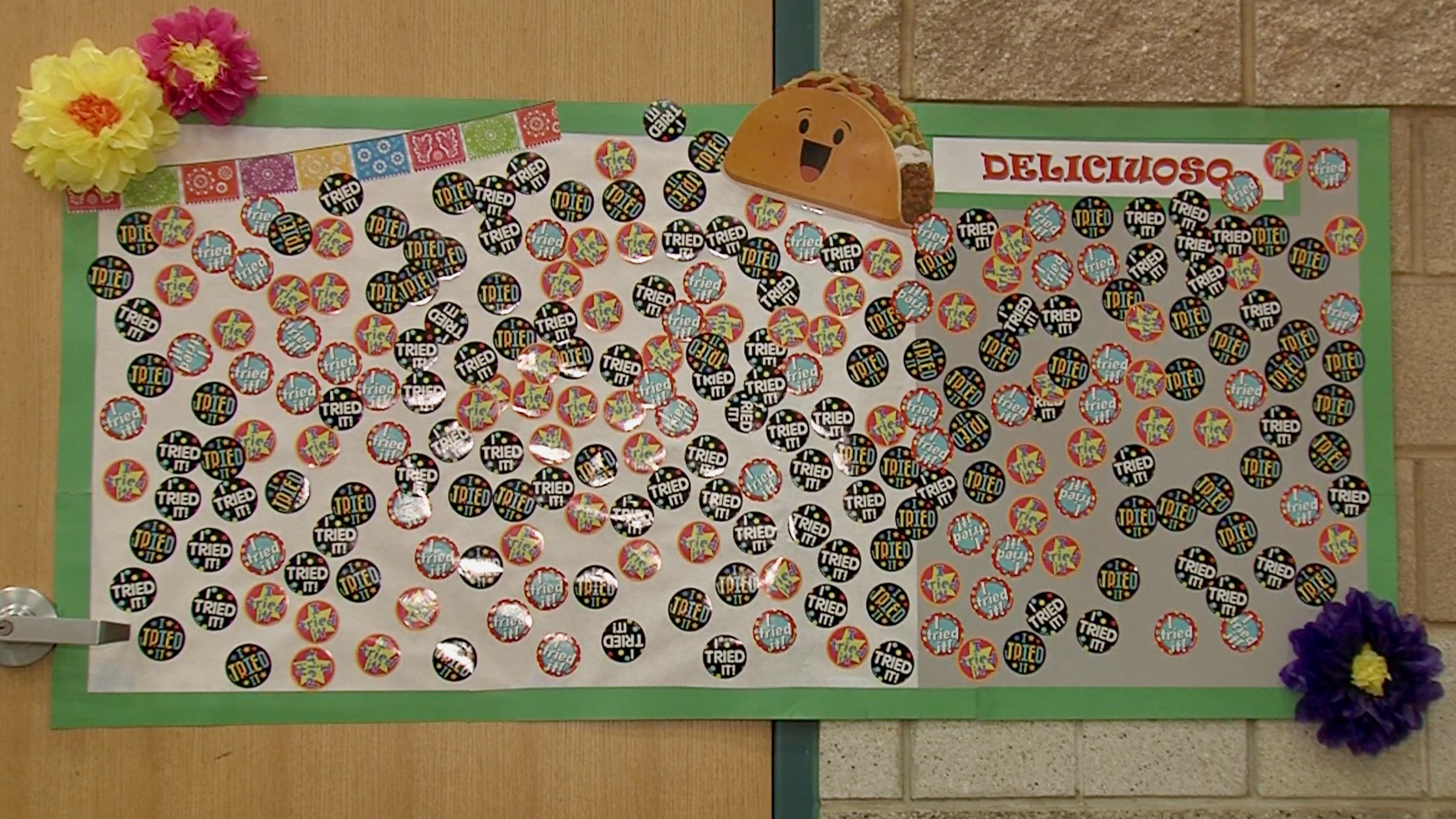 Students at Bridger Elementary in Logan voted Tuesday whether tacos ought to return to the lunchroom menu. Fifth-grader Bentley Jibina spearheaded the effort and students voted overwhelmingly in favor of reinstating tacos, indicated by the stickers on the banner in the photo.