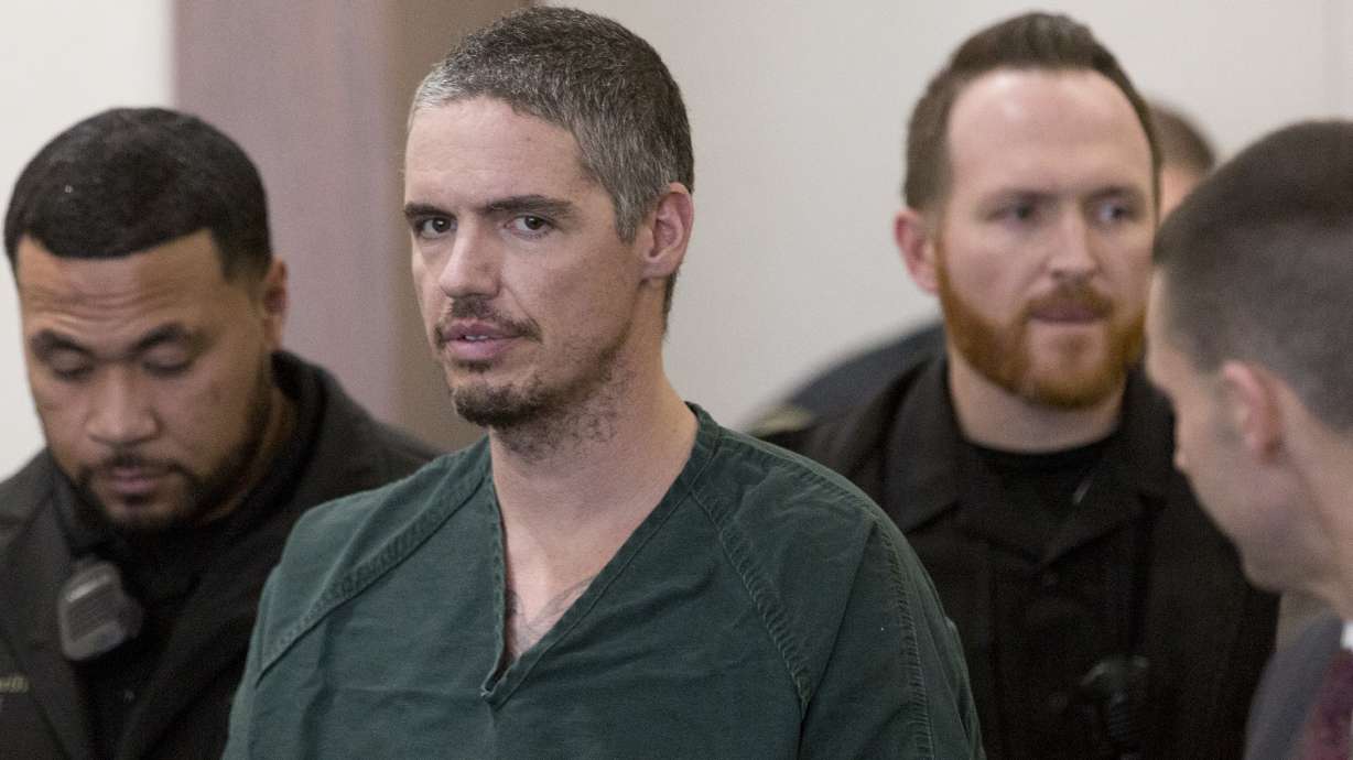 Matt Frank Hoover, who is being charged in the murder of Provo police officer Joseph Shinners and faces additional felony charges, enters 4th District Court in Provo for his initial appearance on Jan. 28, 2019. Hoover's trial is expected to end on Friday.