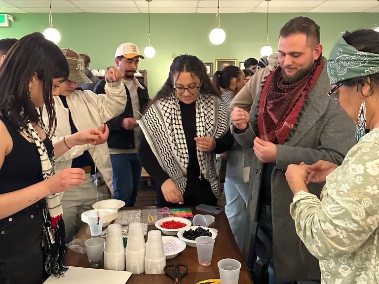 The Emerald Project is helping with a planned Ramadan dinner, or iftar, to help families in need in Lebanon on Friday. The photo shows group members at a Dec. 8, 2023, event in Sandy called to show support for Palestinians in light of the Israel-Hamas war in Gaza.