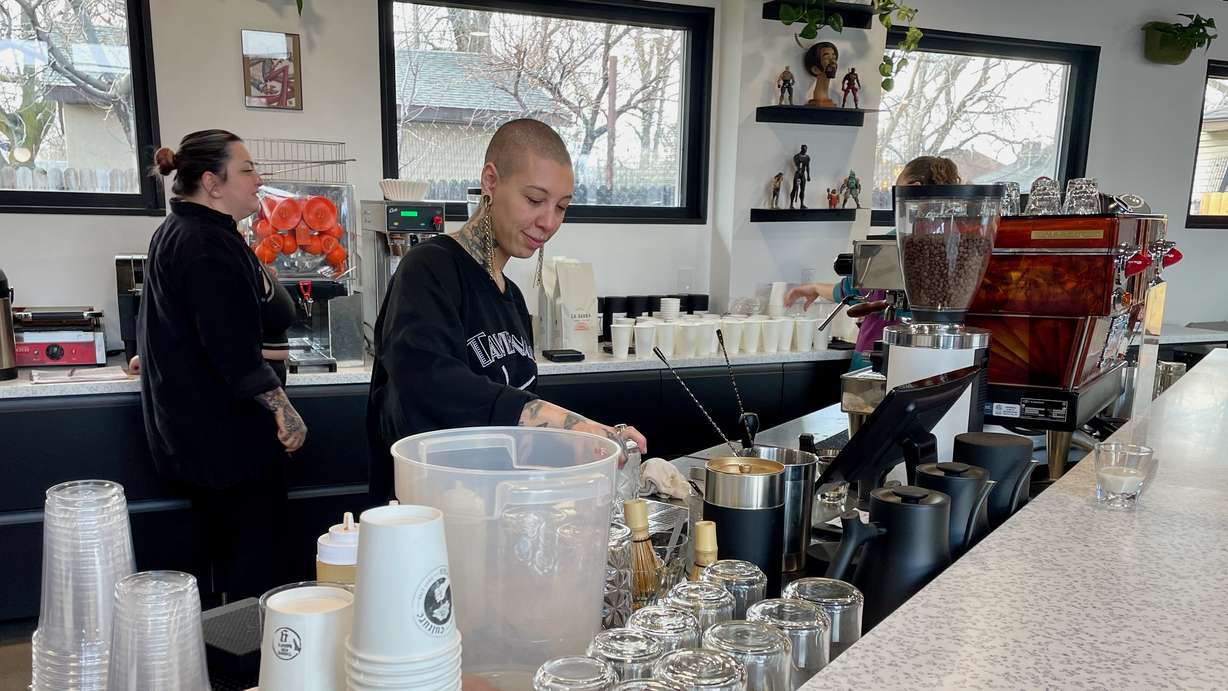 Culture Coffee baristas Izzy Lovato, left, and Paloma Jones on the job at the new west side locale on Wednesday. The new business' operators hope their efforts spur more interest in small-business expansion in the area.