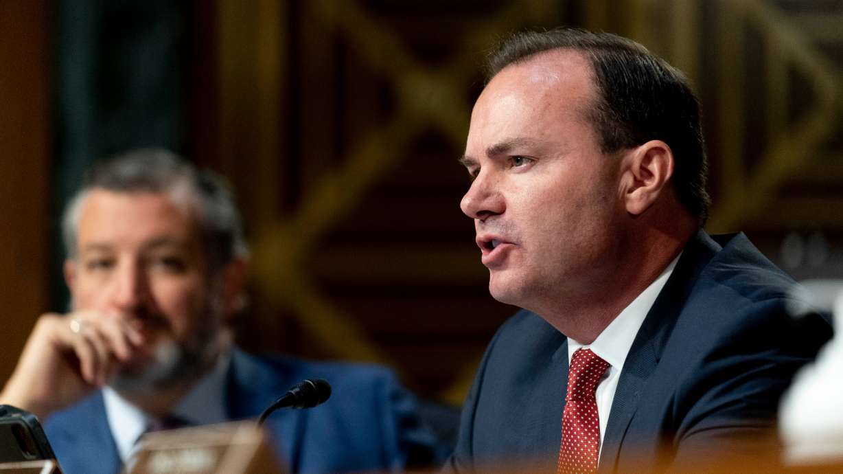 Sen. Ted Cruz, R-Texas, listens as Sen. Mike Lee, R-Utah, speaks during a Senate Judiciary Committee Hearing on Capitol Hill in Washington, July 12, 2022.