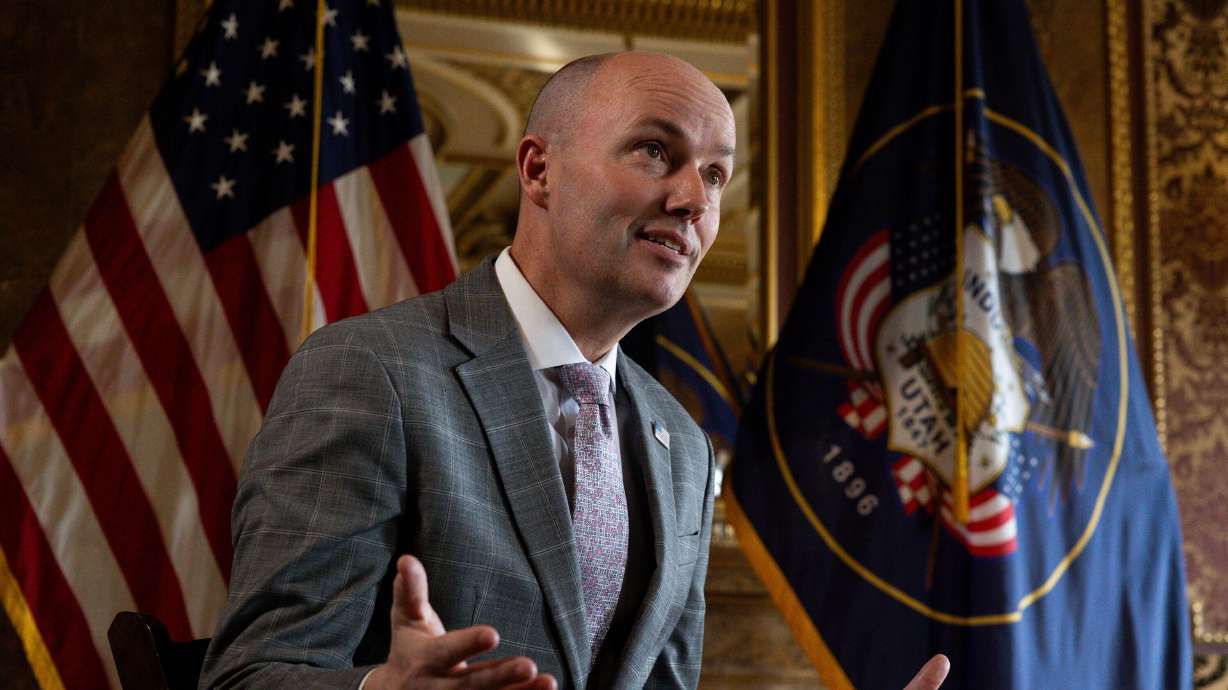 Utah Gov. Spencer Cox speaks during an interview at the Utah Capitol in Salt Lake City on March 1.