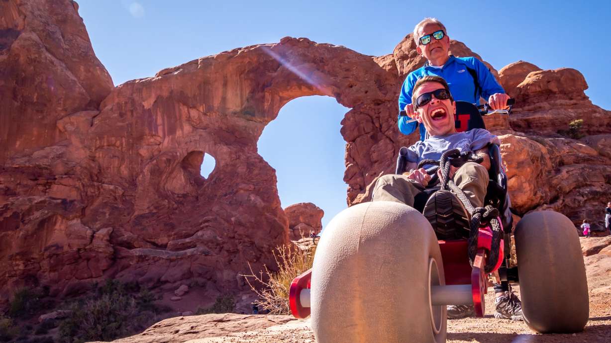 Sam Durst with his father Roger Durst at Arches National Park.
