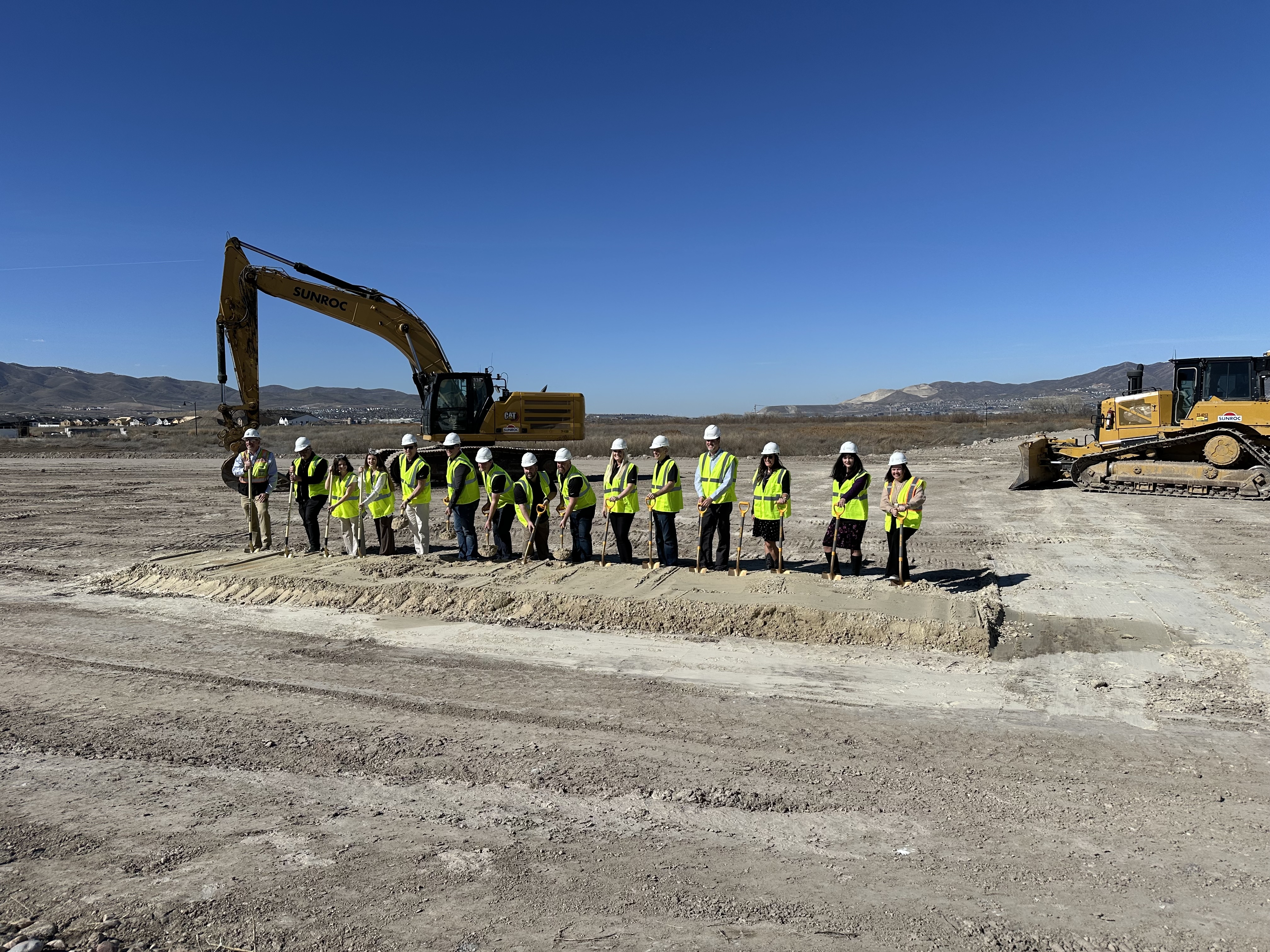 Saratoga Springs and Utah County officials break ground for a new city hall and library building on Monday.