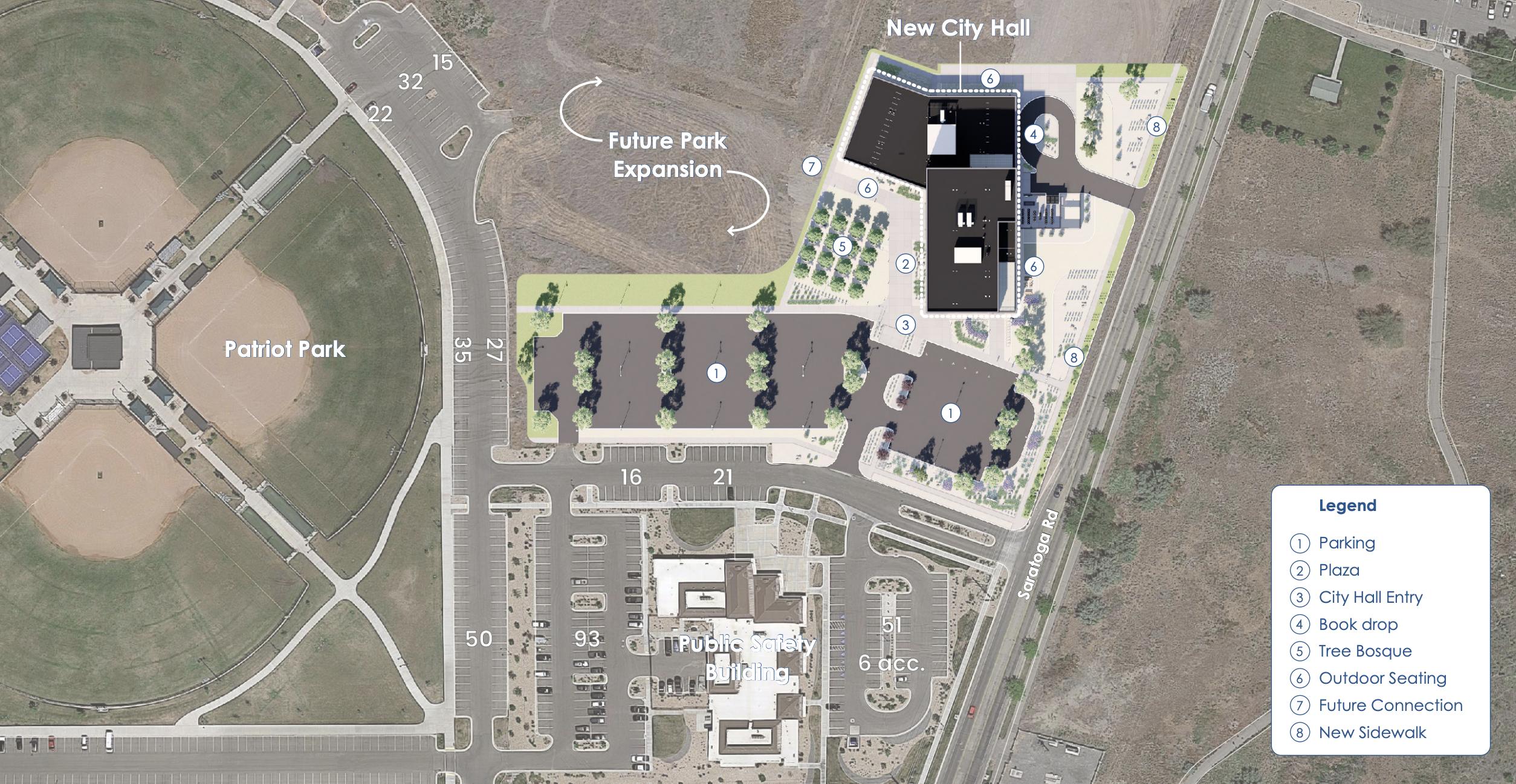 A rendering of the new city hall and library building that Saratoga Springs officials broke ground on Monday.