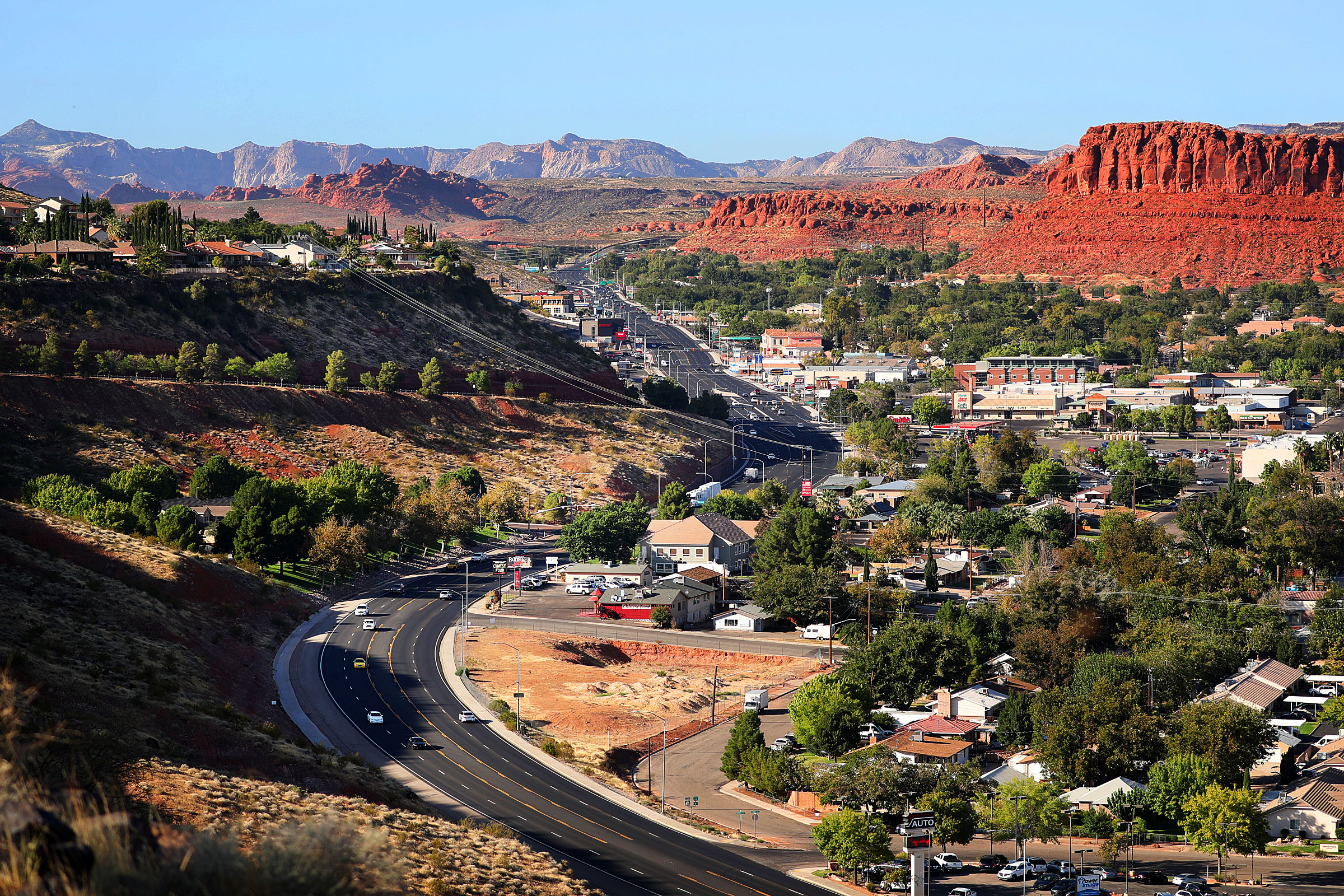 The Utah Department of Transportation has received a $87.6 million grant from the U.S. Department of Transportation to fund the construction of street crossings in St. George. This photo of the city's Bluff Street was taken on Oct. 11, 2020. 