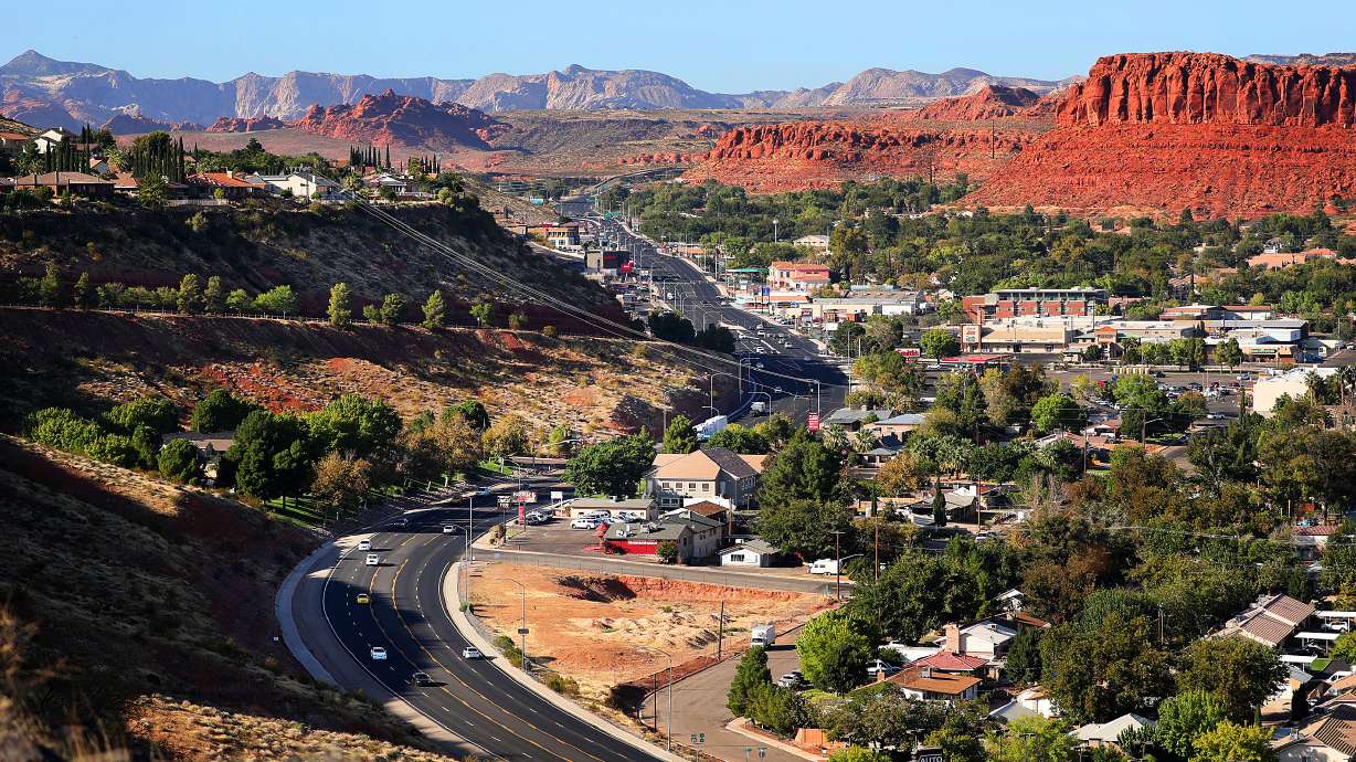 The Utah Department of Transportation has received a $87.6 million grant from the U.S. Department of Transportation to fund the construction of street crossings in St. George. This photo of the city's Bluff Street was taken on Oct. 11, 2020.