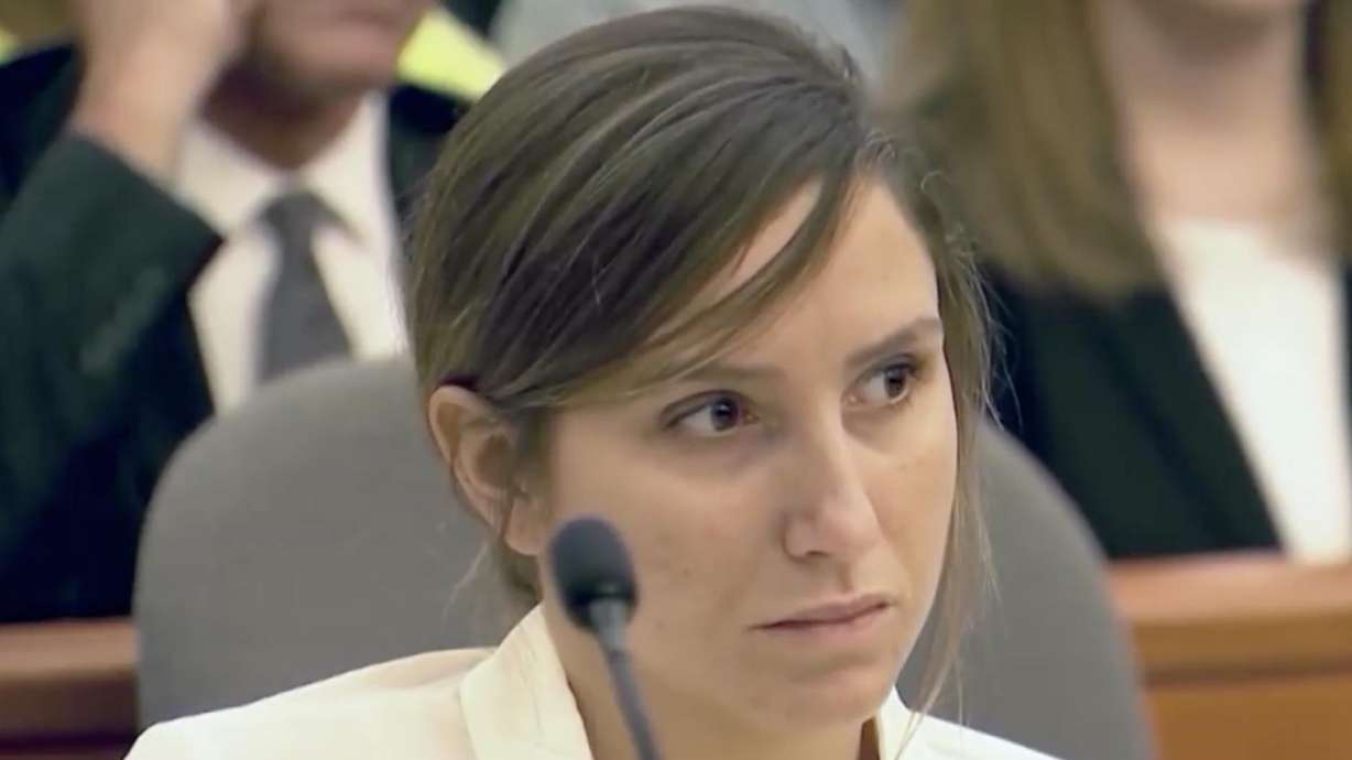 Kouri Richins appears in court in Park City on June 12, 2023. A judge has set a hearing to discuss allegations that Richins, who is charged with murdering her husband, did not complete terms of a plea deal in a separate assault case right after his death.