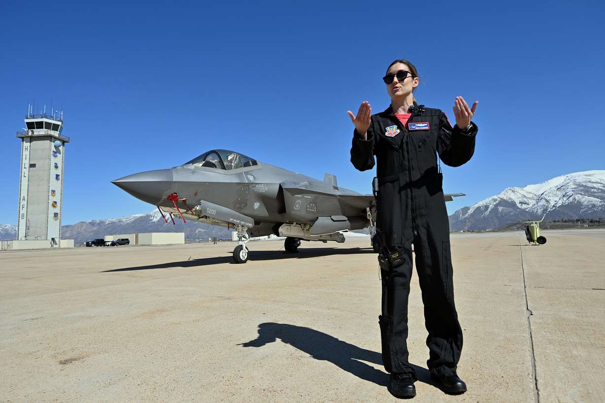 F-35A Lightning II Demonstration Team commander Capt. Melanie “MACH” Kluesner talks about flying the F-35 and then demonstrated its capabilities on Tuesday.