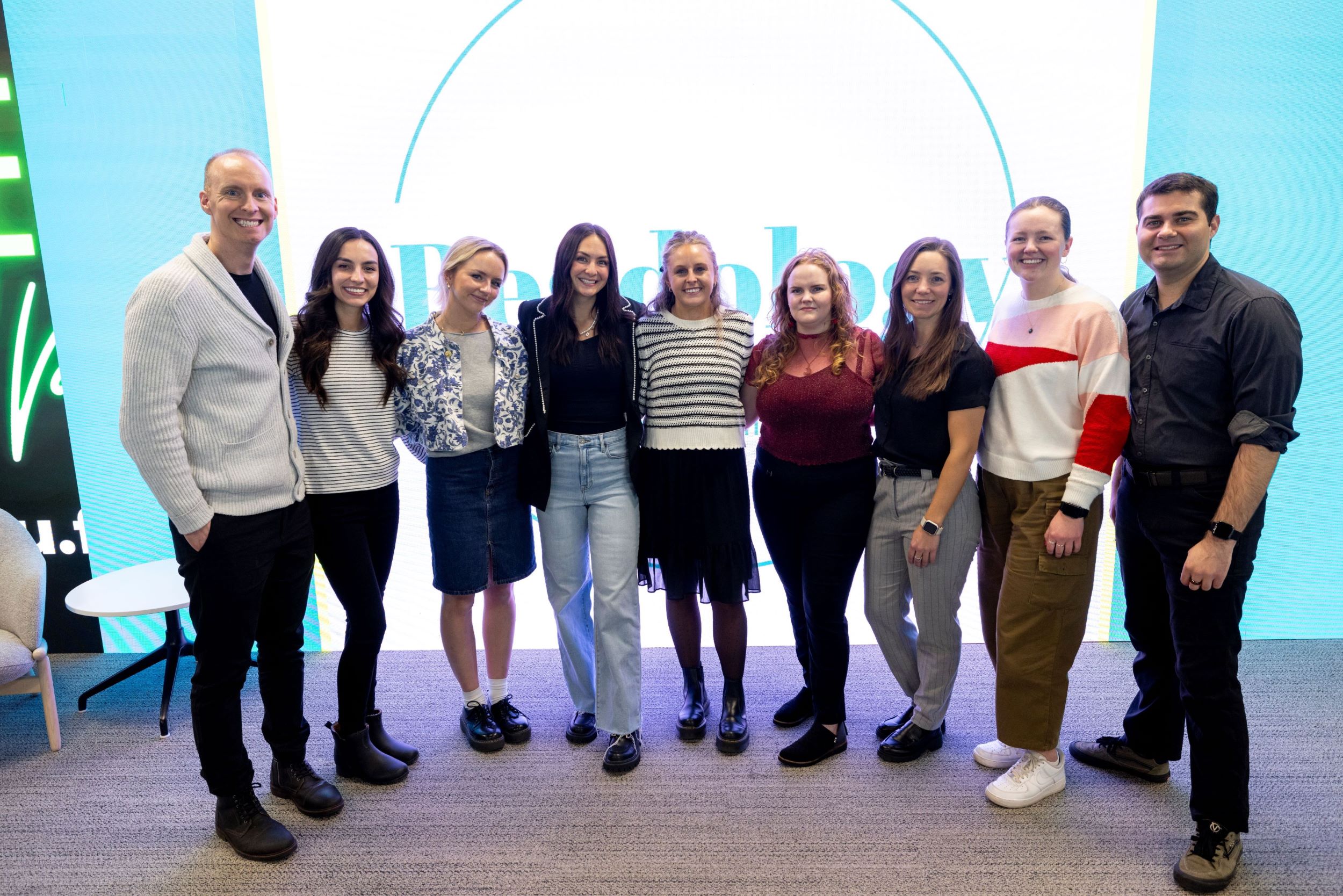 The Entrepreneurship Institute team poses with Beadology founder Maysen Minor, who presented at an event on Feb. 7.