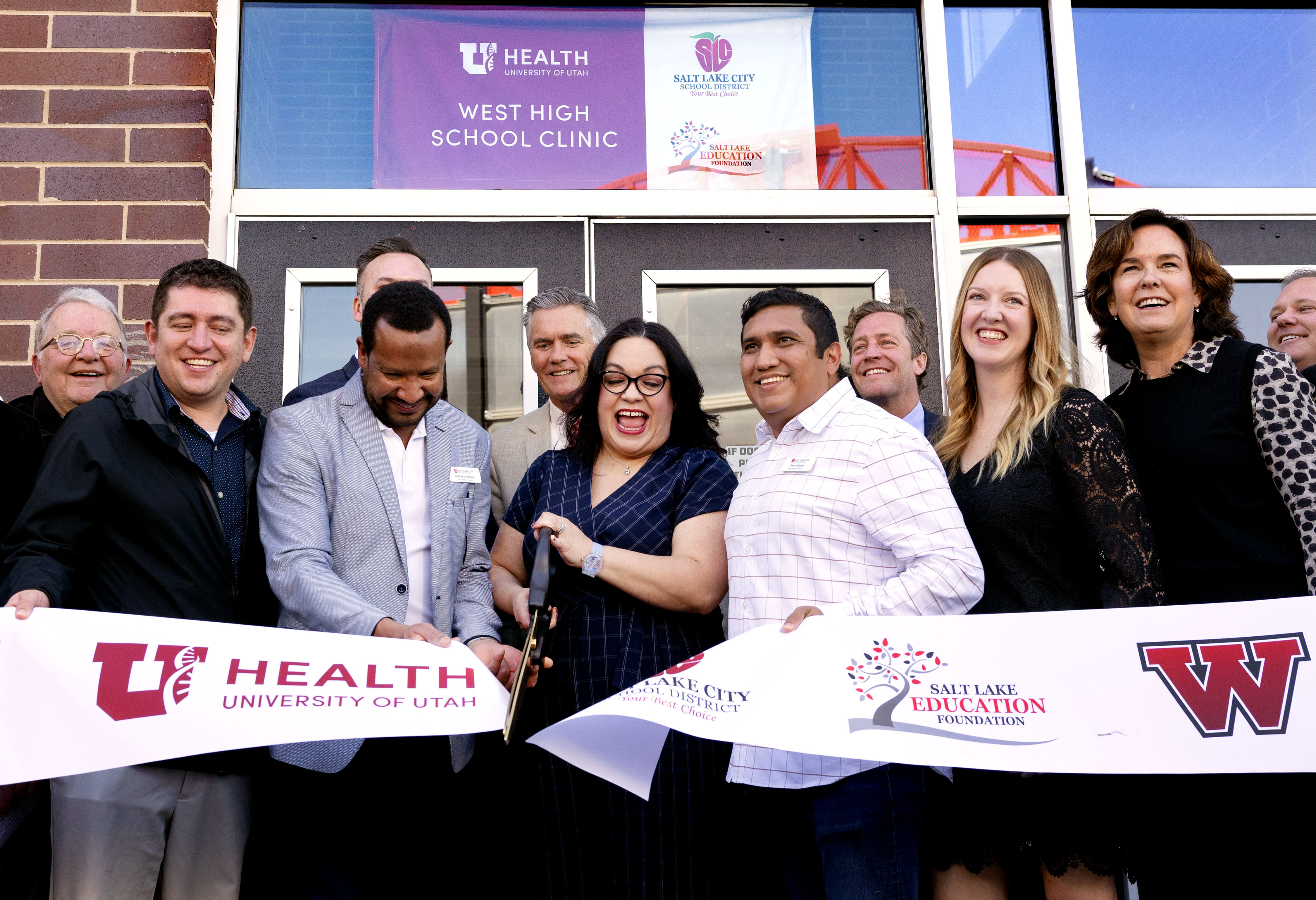 Sen. Luz Escamilla, D-Salt Lake City, and others cut the ribbon for the West High School Clinic in Salt Lake City on Wednesday. The clinic will provide a wide range of services to students (with parent consent), including preventative care, vaccinations, mental health support and general health care.