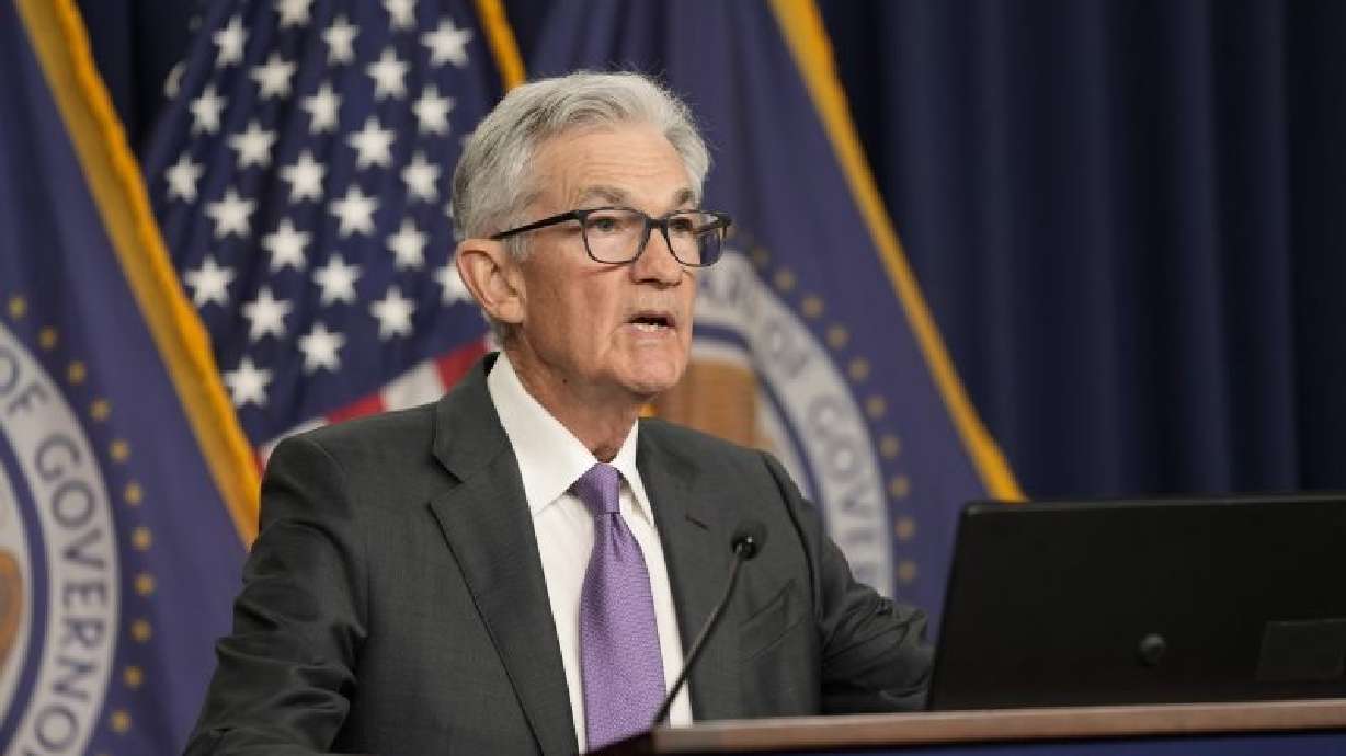 Federal Reserve Board Chair Jerome Powell speaks in Washington, Wednesday. Federal Reserve officials signaled that they still expect to cut their key interest rate three times in 2024.