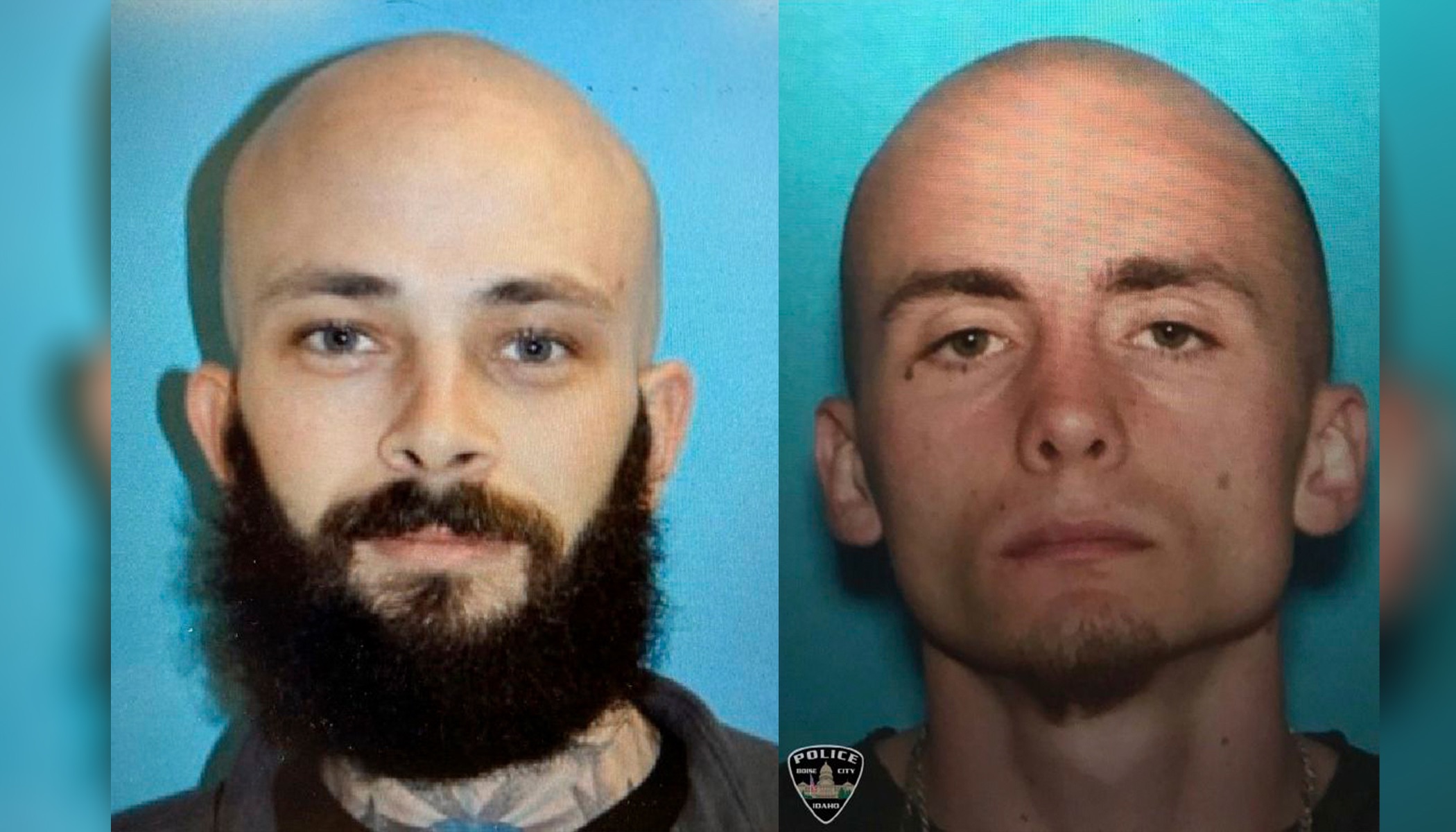 Authorities have taken into custody a white supremacist Idaho prison inmate, Skylar Meade, right, and an accomplice, Nicholas Umphenour, left, in an attack on corrections officers, police say.