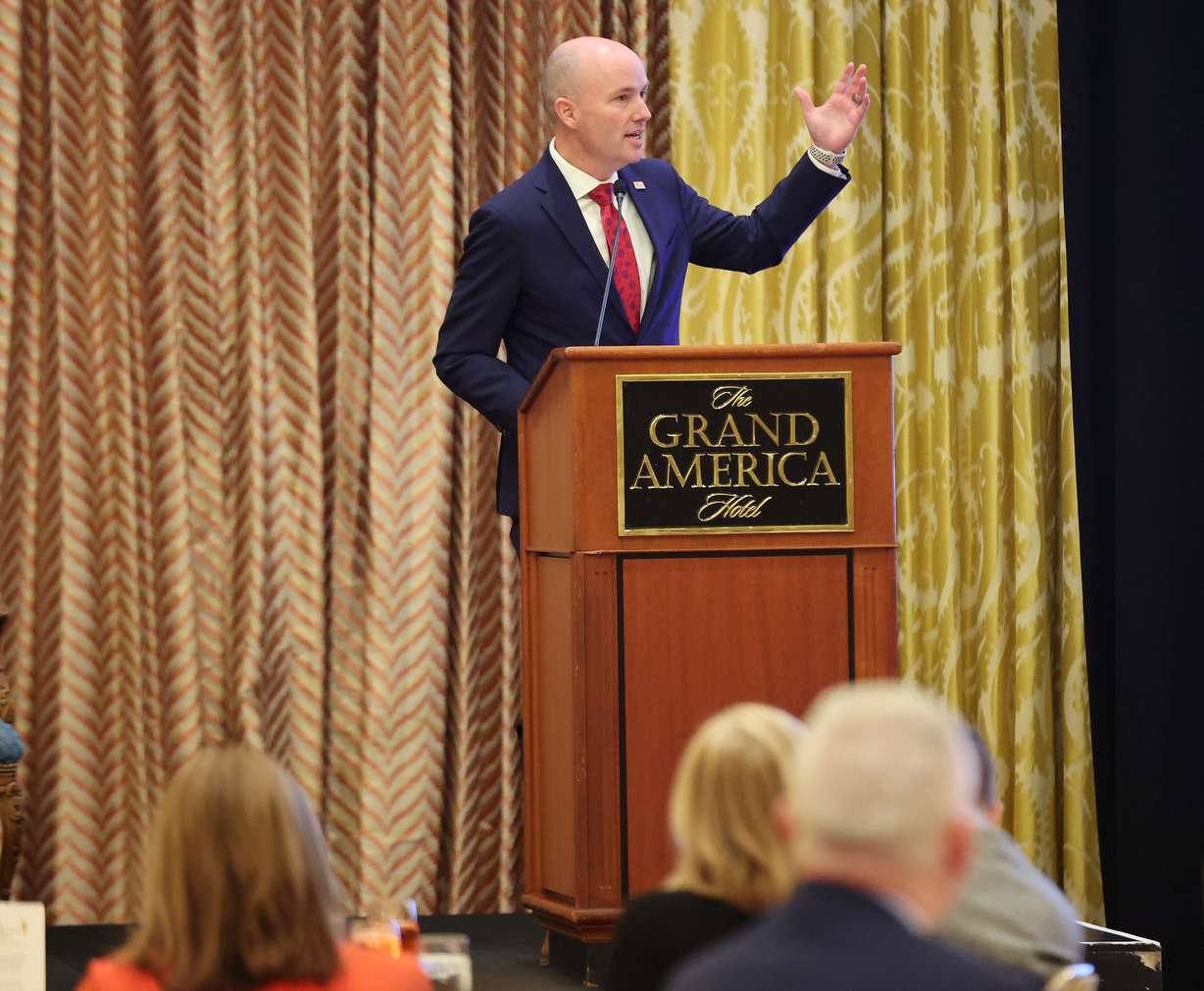 Gov. Spencer Cox speaks during the Utah Foundation annual luncheon in Salt Lake City on Wednesday.