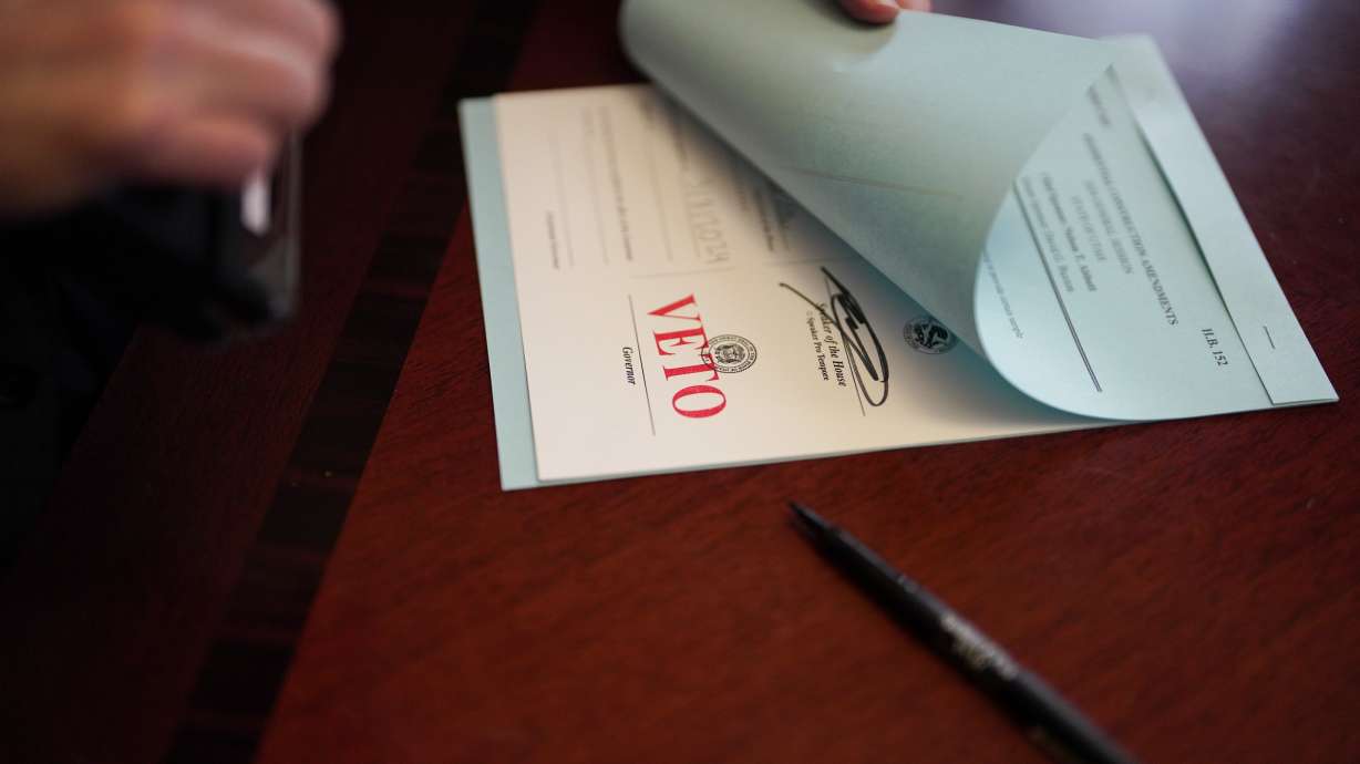 Utah Gov. Spencer Cox issued two vetoes Thursday and allowed one bill to take effect without his signature.