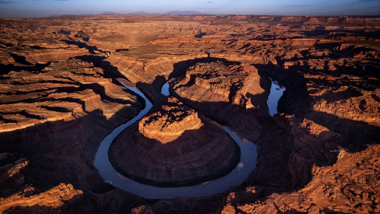 The Colorado River cuts its path through southern Utah near Moab on July 22, 2022. Utah and the six other Colorado River Basin states are still working on a future river water consumption plan.