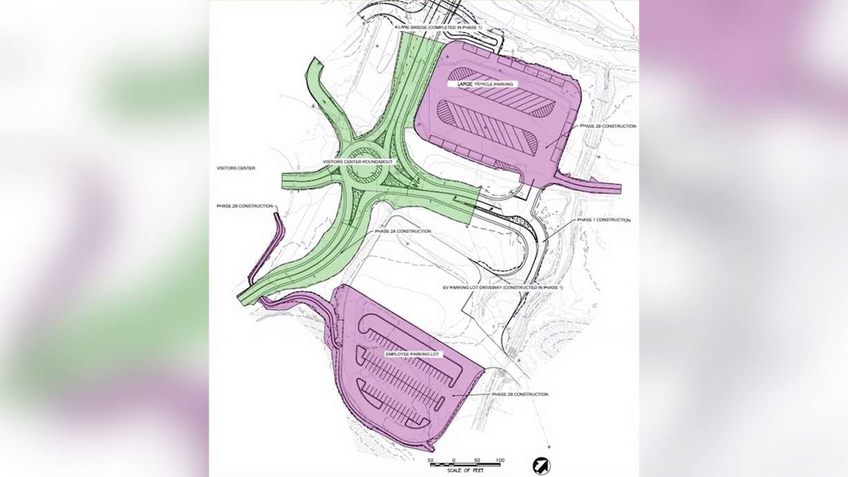 A map of the proposed new configuration between the entrance of Zion National Park and its visitor's center. The project is up for public comment through April 10.