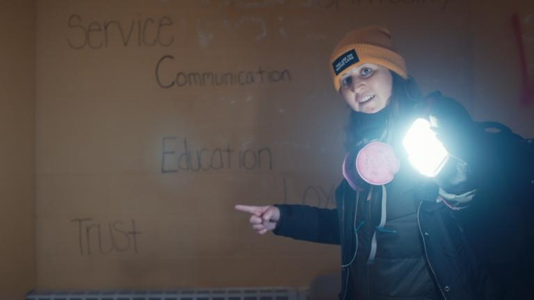 Filmmaker Katherine Kubler goes through the abandoned Academy at Ivy Ridge for “The Program: Cons, Cults and Kidnapping,” Ogdensberg, N.Y., date not specified.