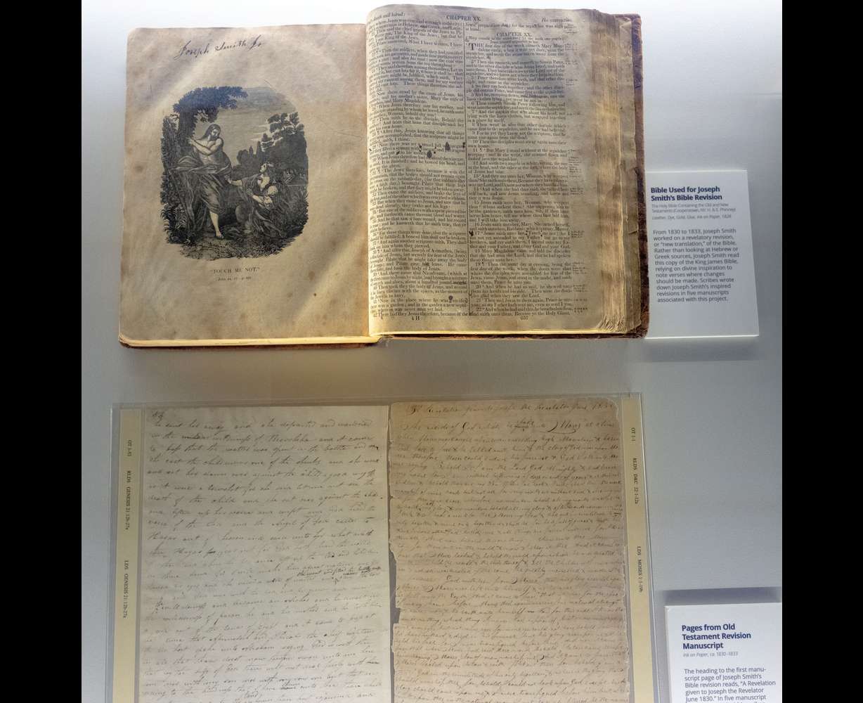 Documents on display newly transferred from the Community of Christ, at the Church History Museum in Salt Lake City on Monday.