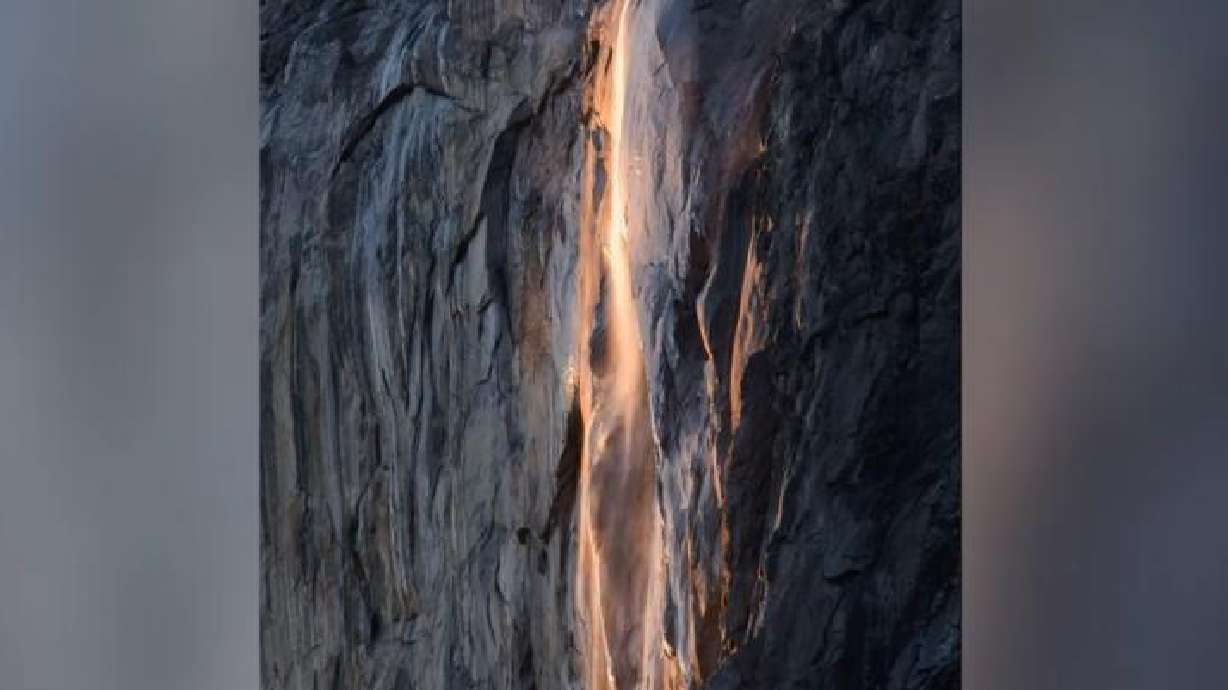 Horsetail Fall flows over the eastern edge of El Capitan in Yosemite Valley, in this March 2 video.